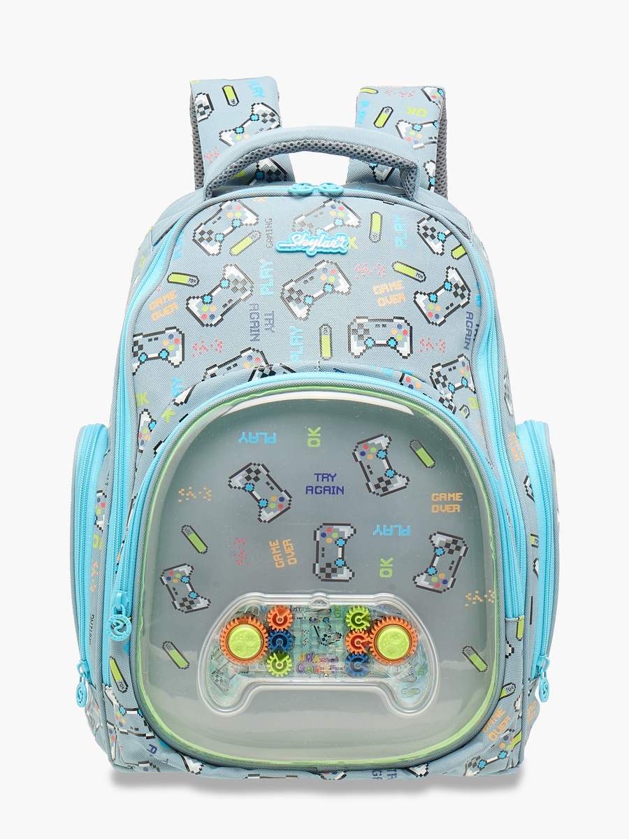 Gamer Print Backpack with Adjustable Straps and Zip Closure - 21x10x10 cm