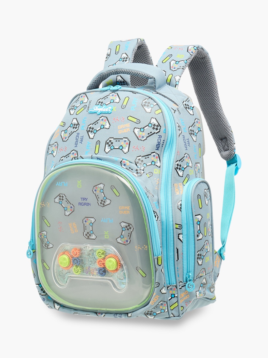 Gamer Print Backpack with Adjustable Straps and Zip Closure - 21x10x10 cm