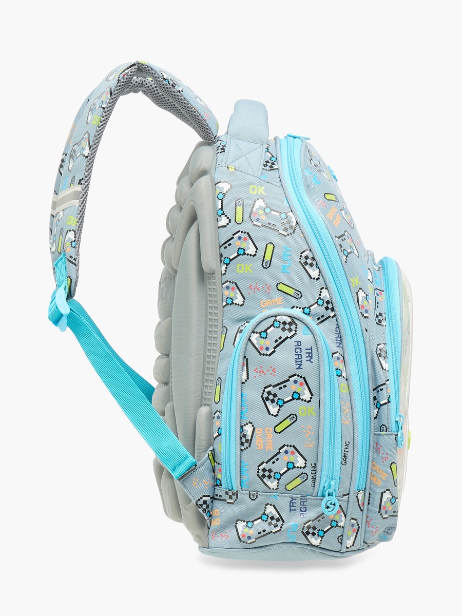Gamer Print Backpack with Adjustable Straps and Zip Closure - 21x10x10 cm