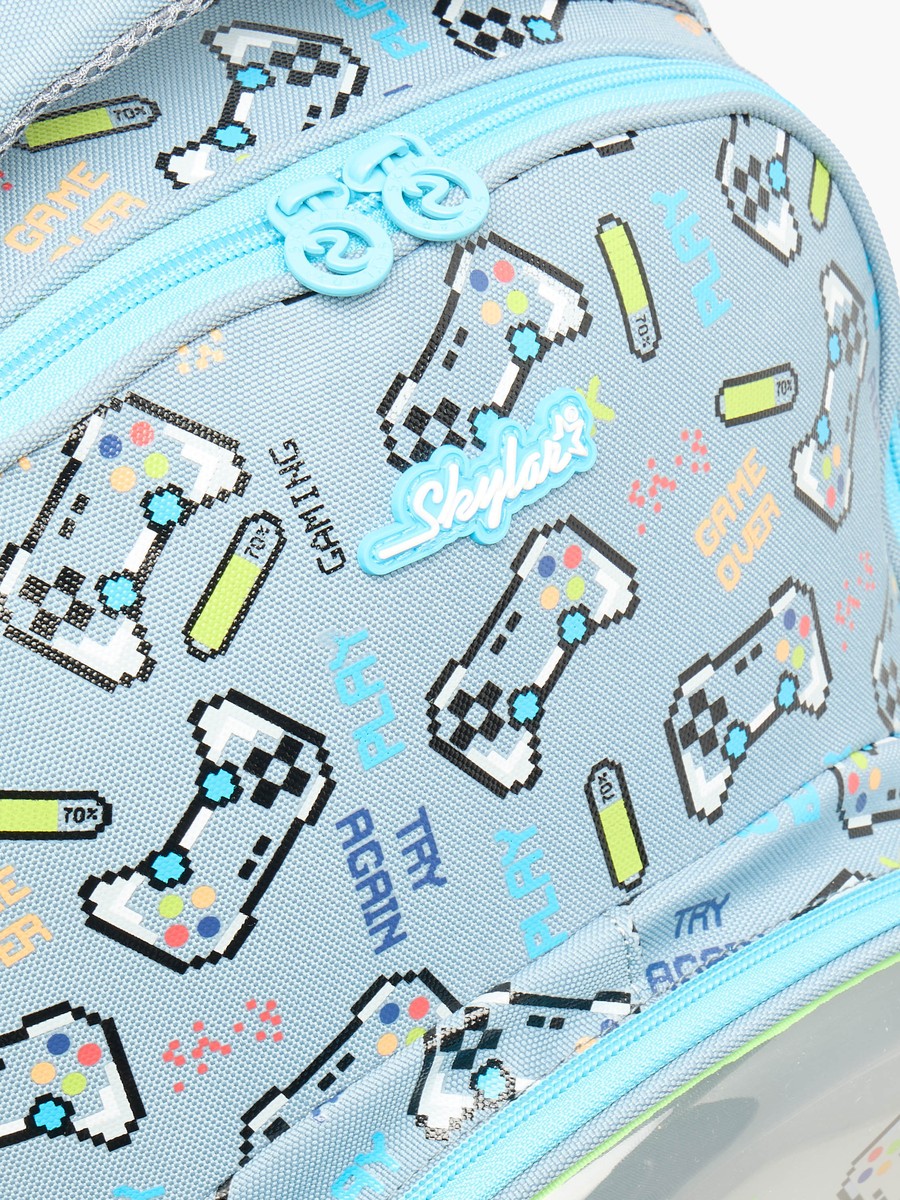 Gamer Print Backpack with Adjustable Straps and Zip Closure - 21x10x10 cm