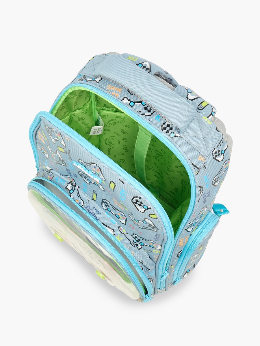 Gamer Print Backpack with Adjustable Straps and Zip Closure - 21x10x10 cm