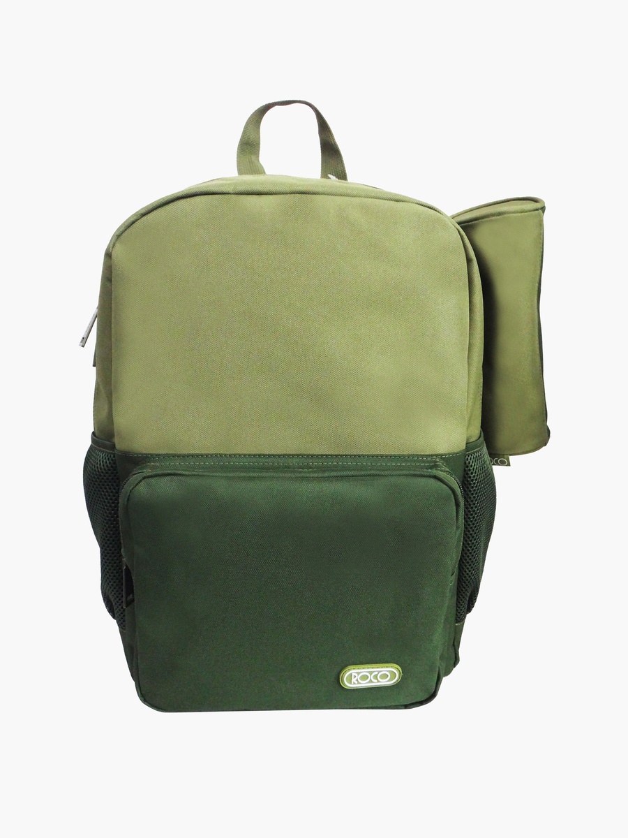 Colourblock 16-inch Backpack with Adjustable Shoulder Straps and Pencil Pouch - 43x31x14 cm