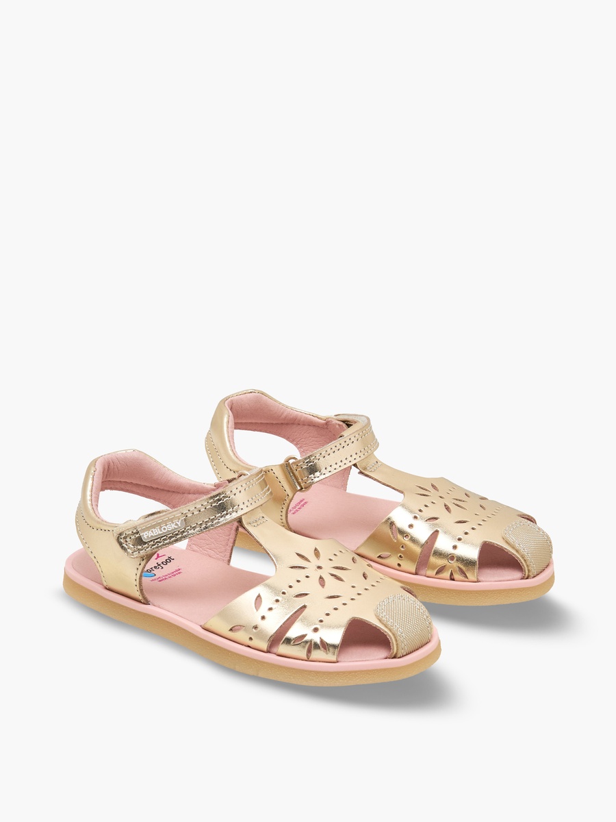 Leather Comfort Sandals with Hook and Loop Closure