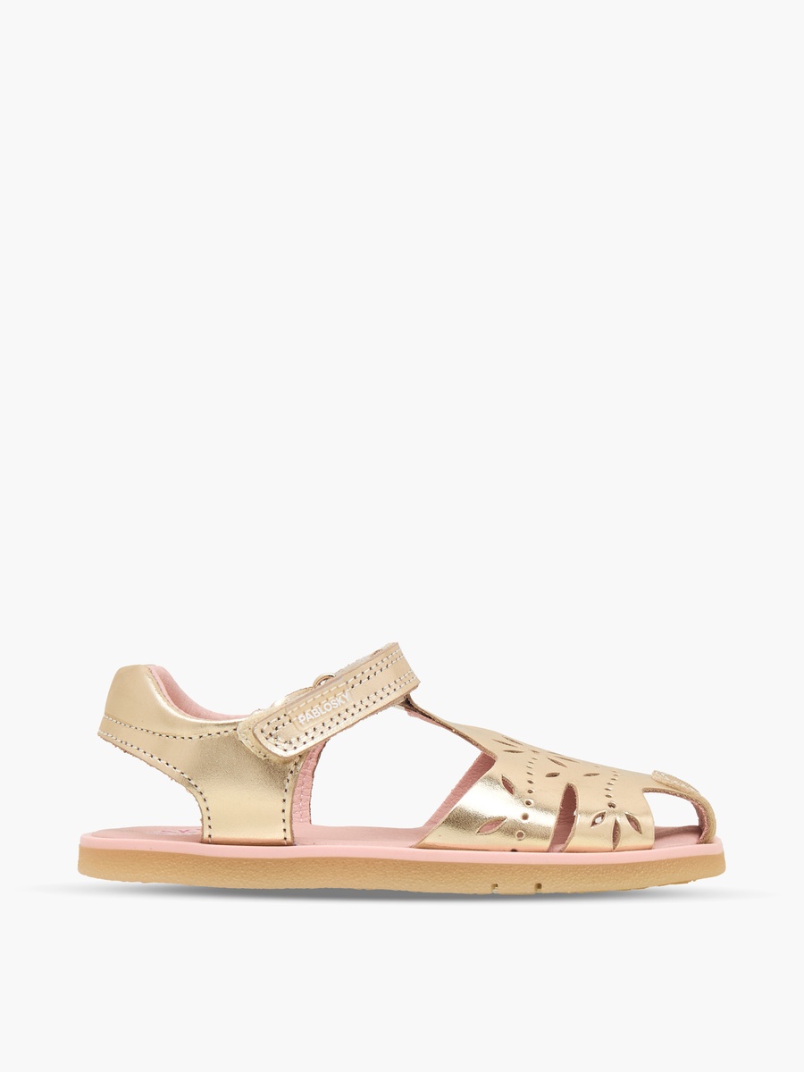 Leather Comfort Sandals with Hook and Loop Closure