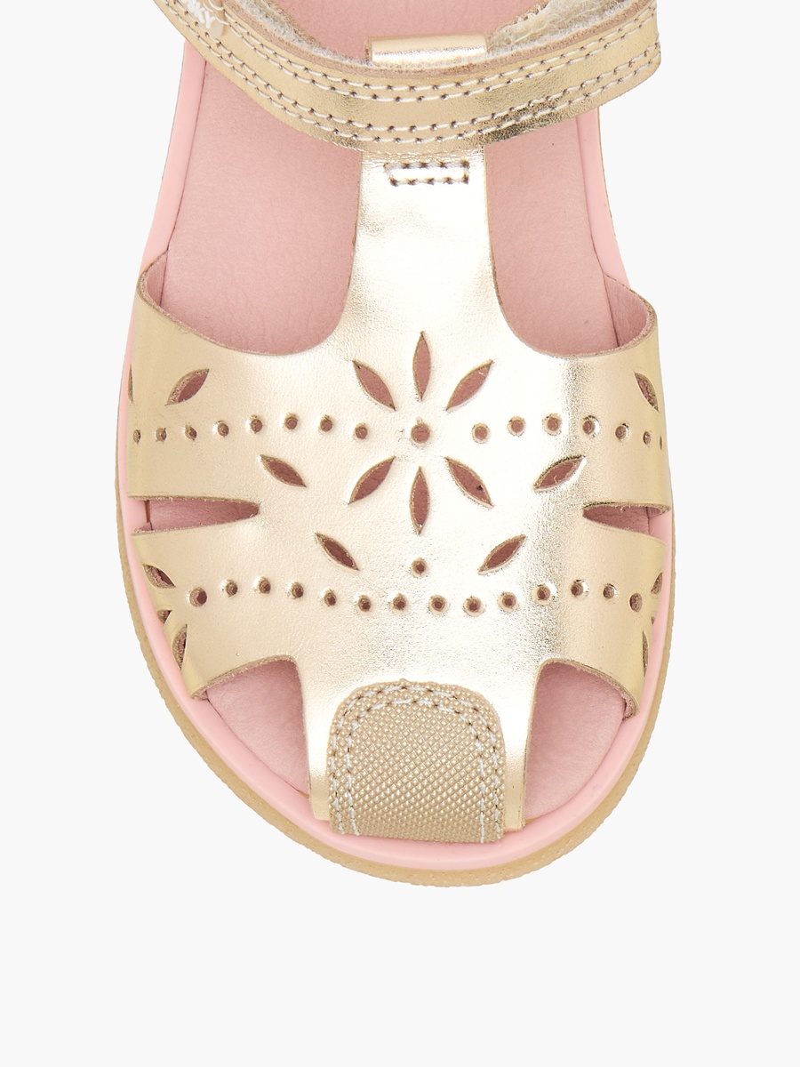 Leather Comfort Sandals with Hook and Loop Closure