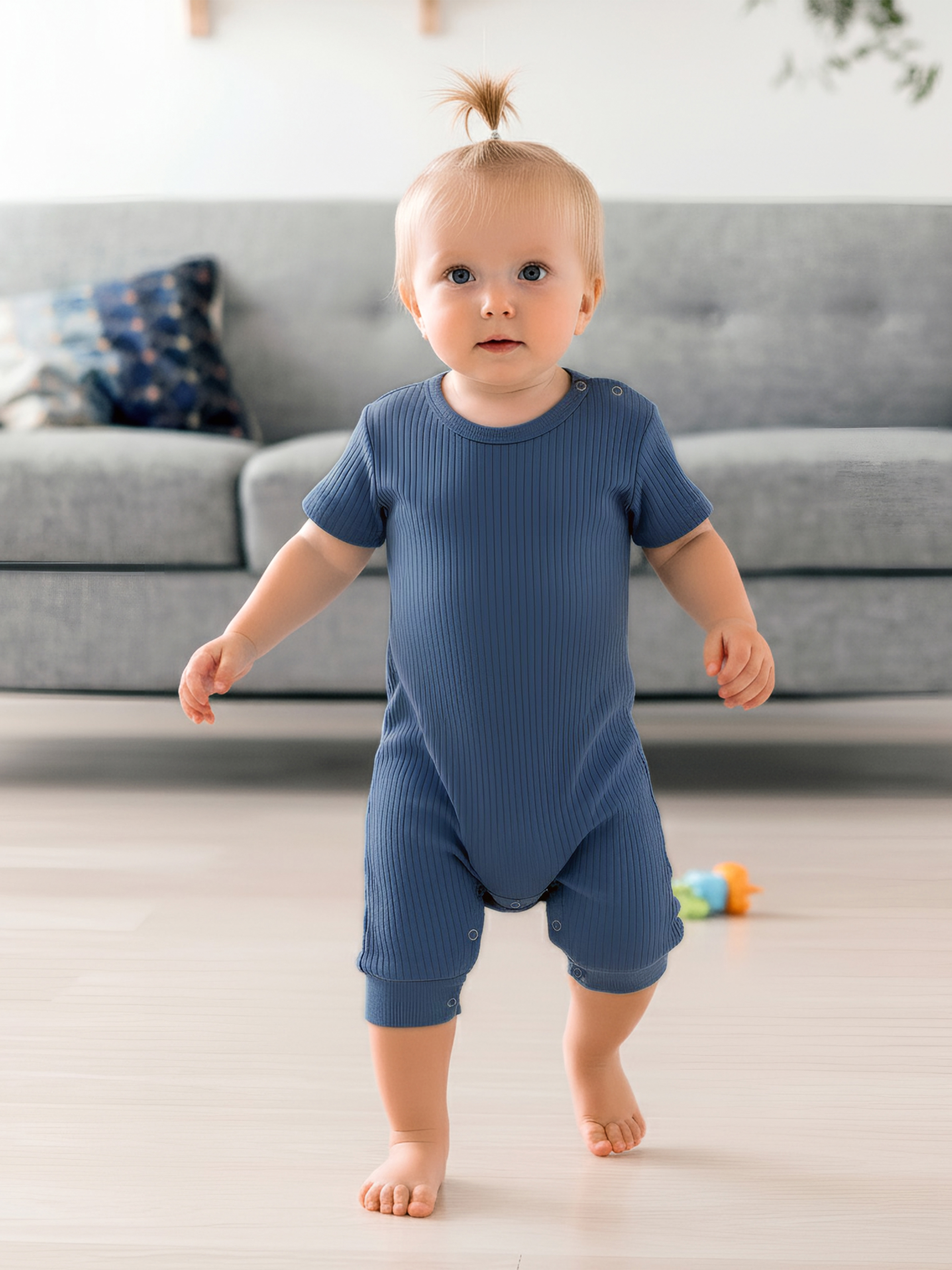 Premium Ribbed Cotton Short Sleeves Romper