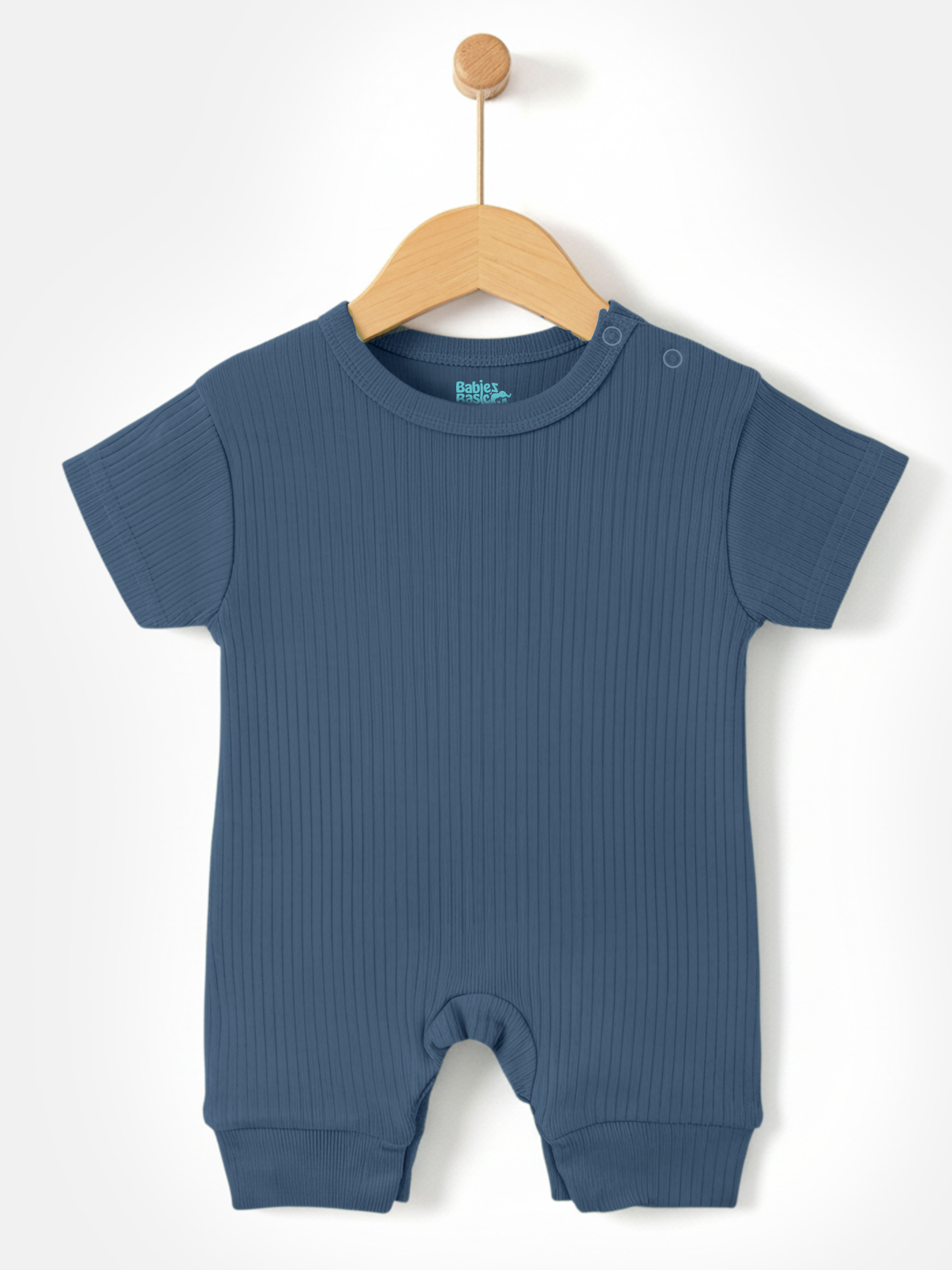 Premium Ribbed Cotton Short Sleeves Romper