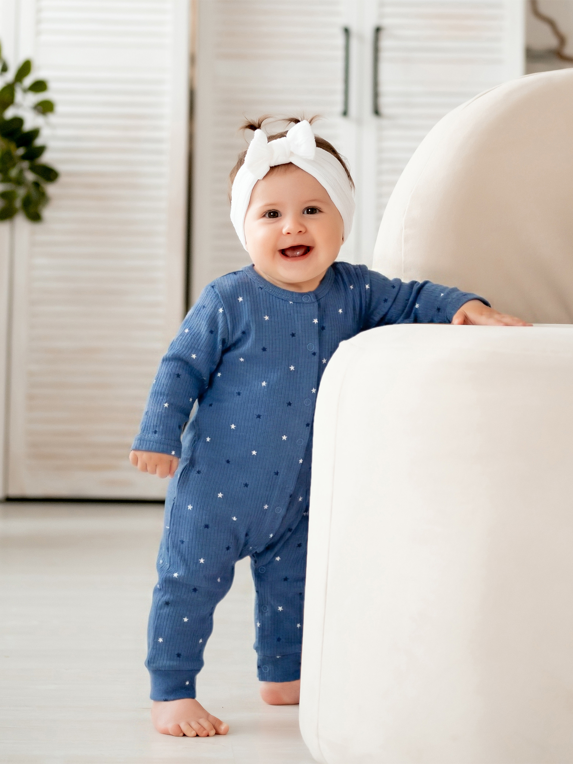 Premium Ribbed Cotton Sleepsuit Romper with Cap and Bib