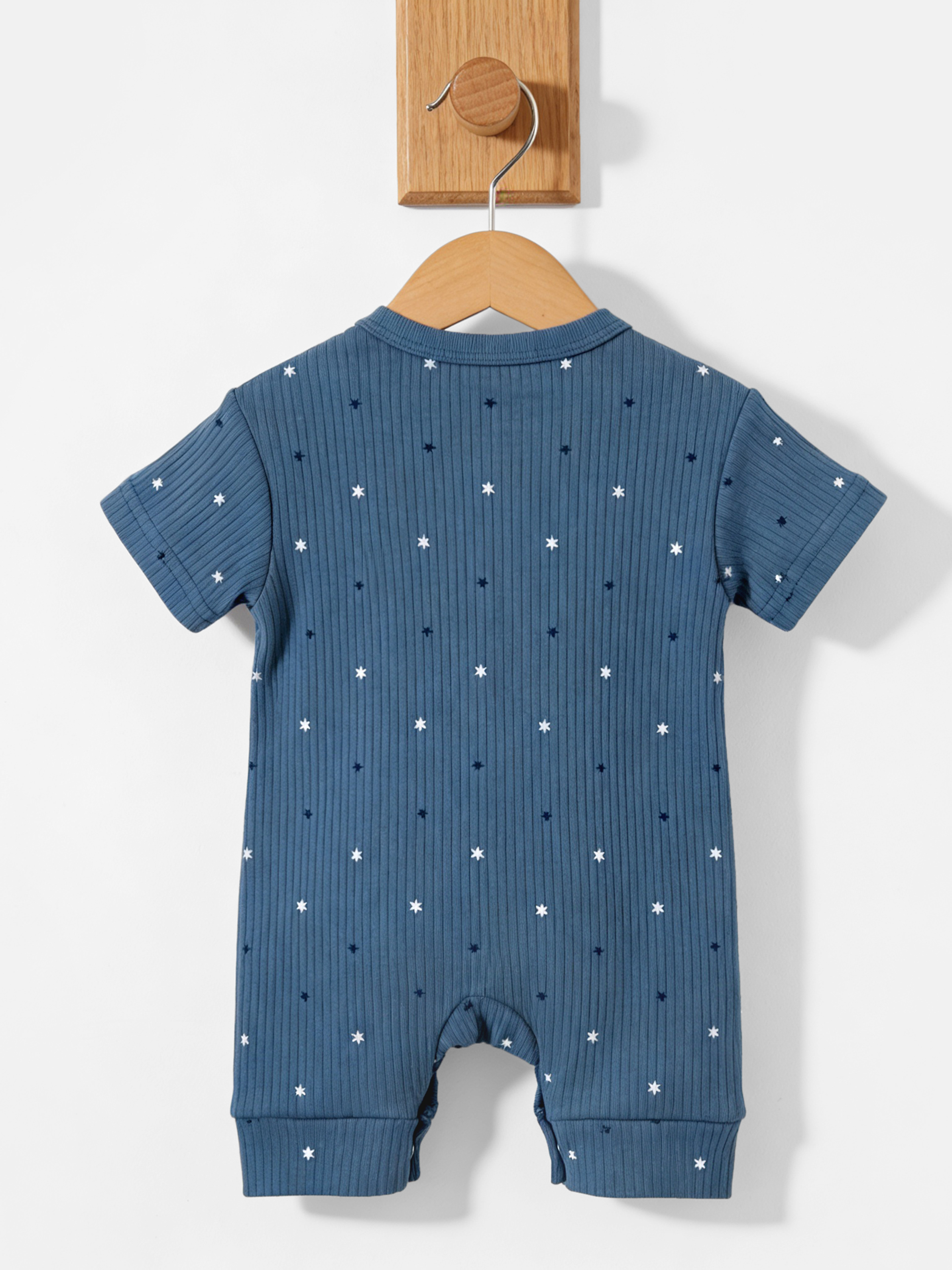 Premium Ribbed Cotton Short Sleeves Printed Romper