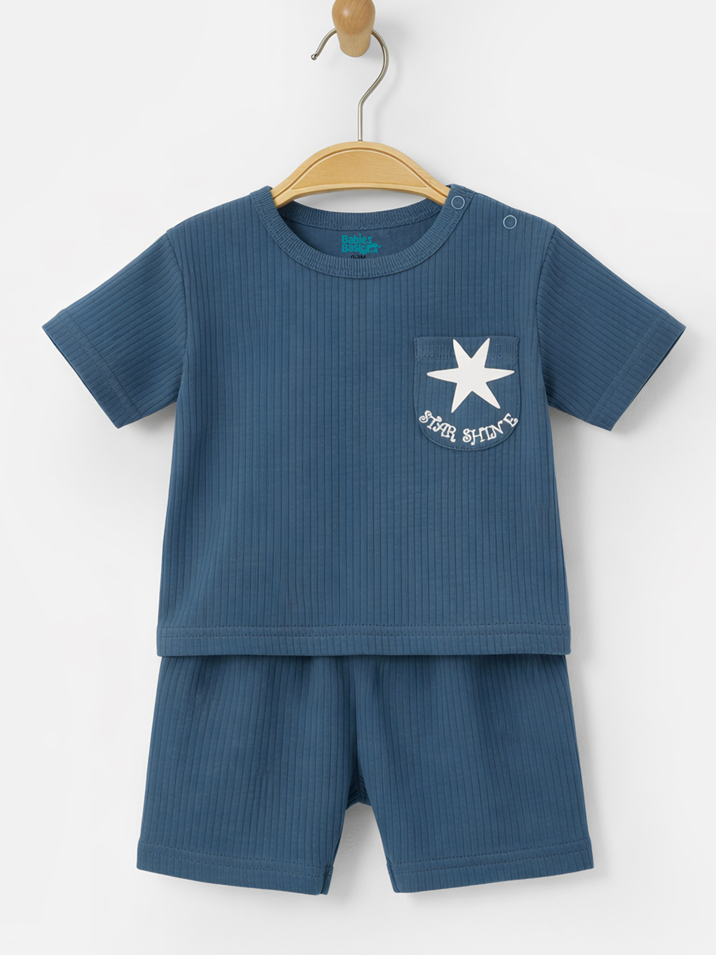 Premium Ribbed Cotton Short Sleeves T-shirt and Plain Shorts Set