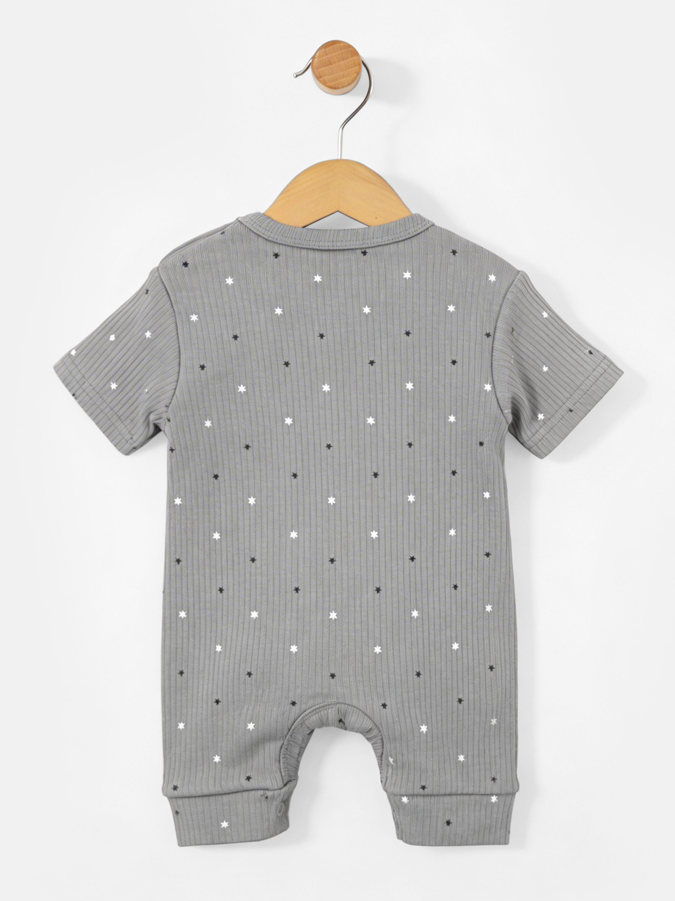 Premium Ribbed Cotton Short Sleeves Printed Romper