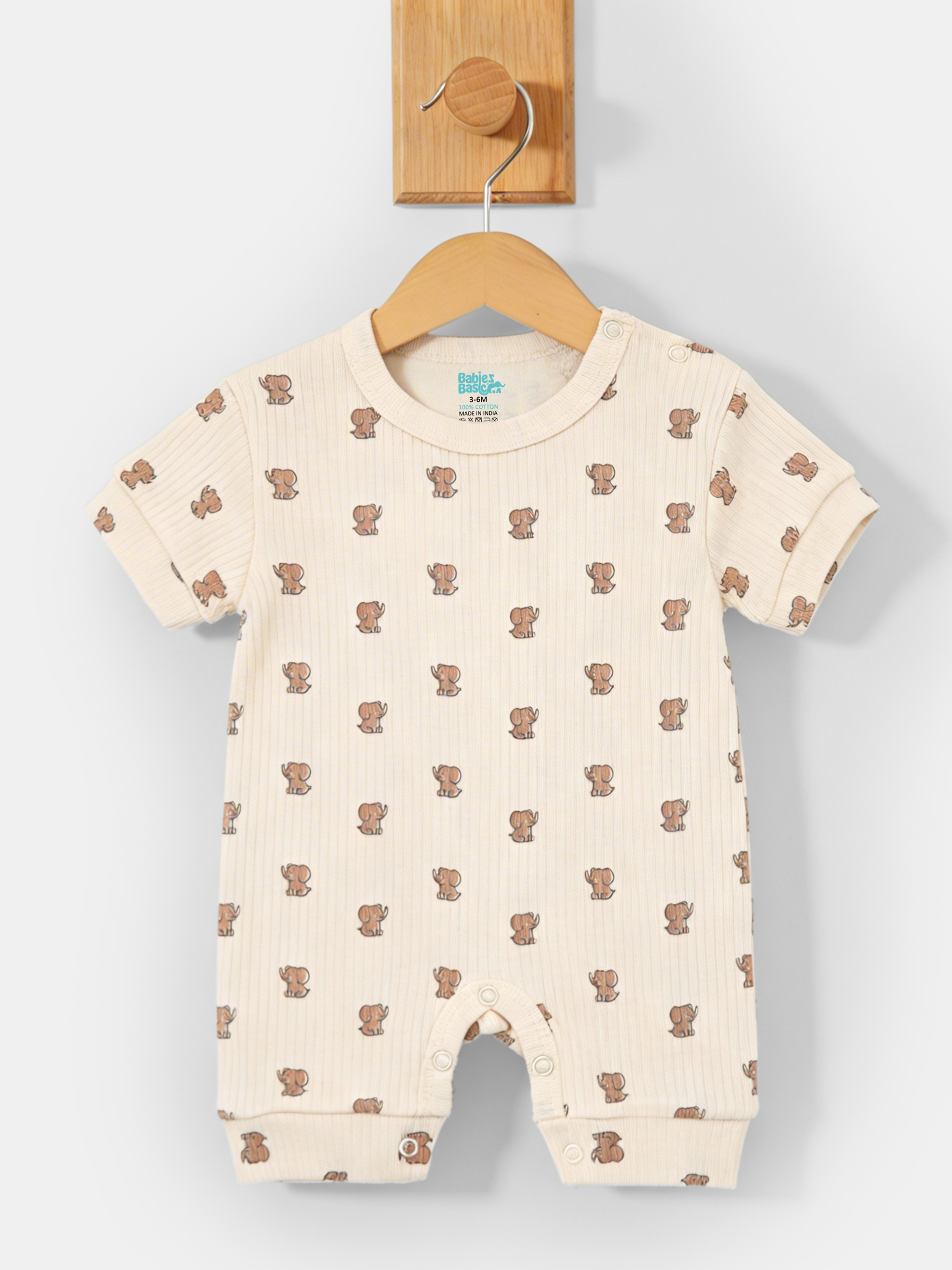 Premium Ribbed Cotton Short Sleeves Printed Romper