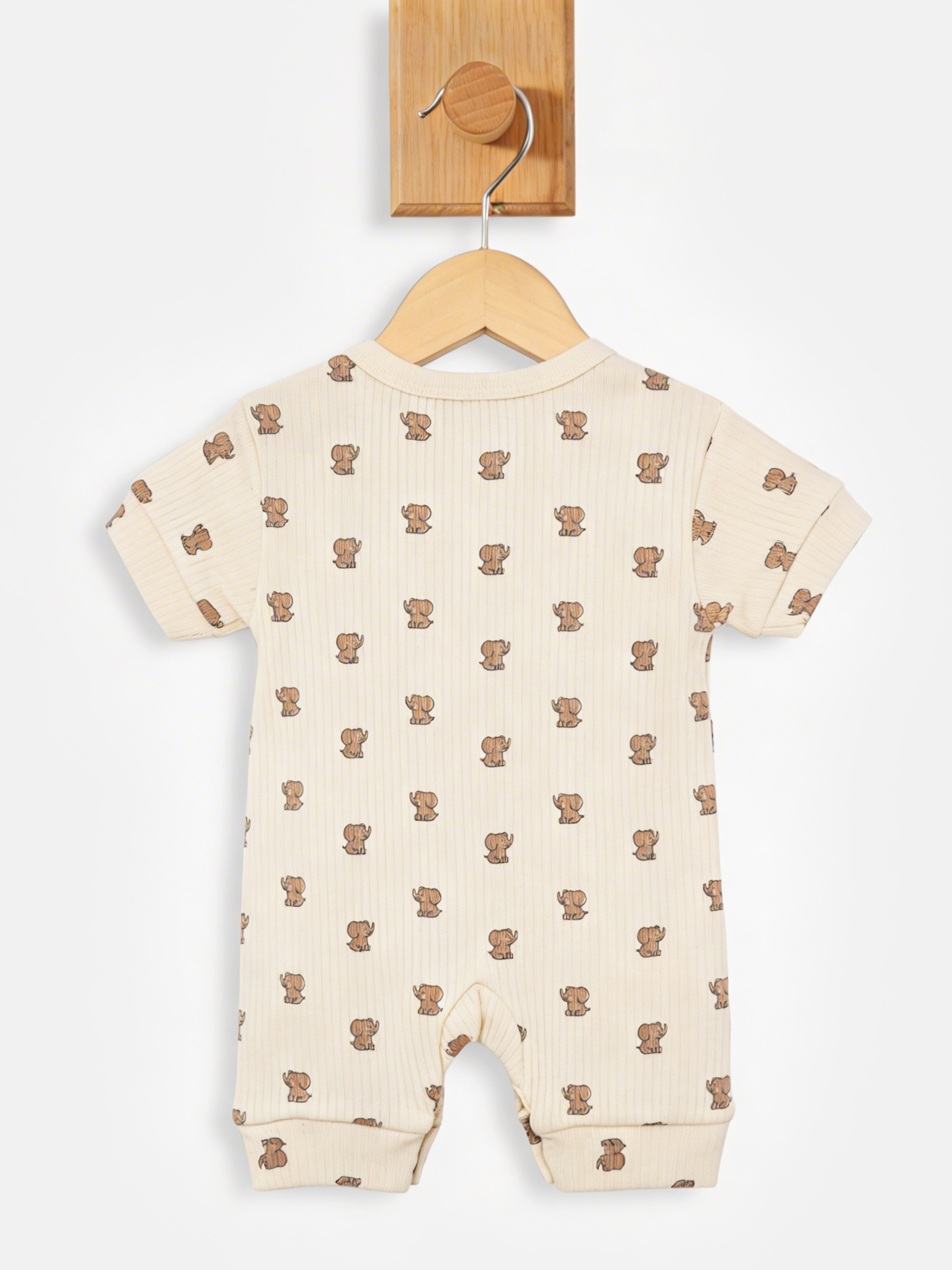 Premium Ribbed Cotton Short Sleeves Printed Romper