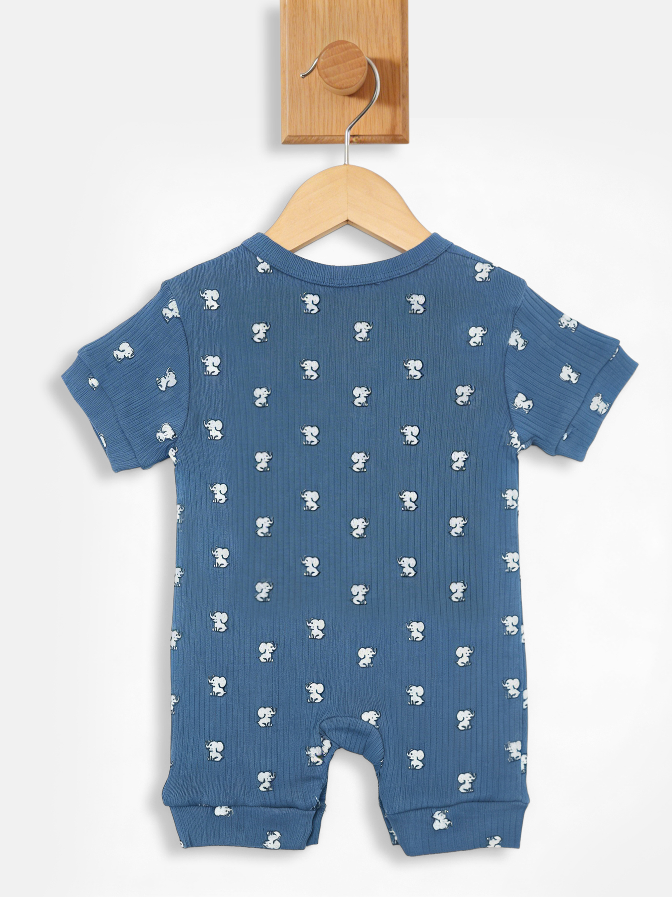 Premium Ribbed Cotton Short Sleeves Printed Romper