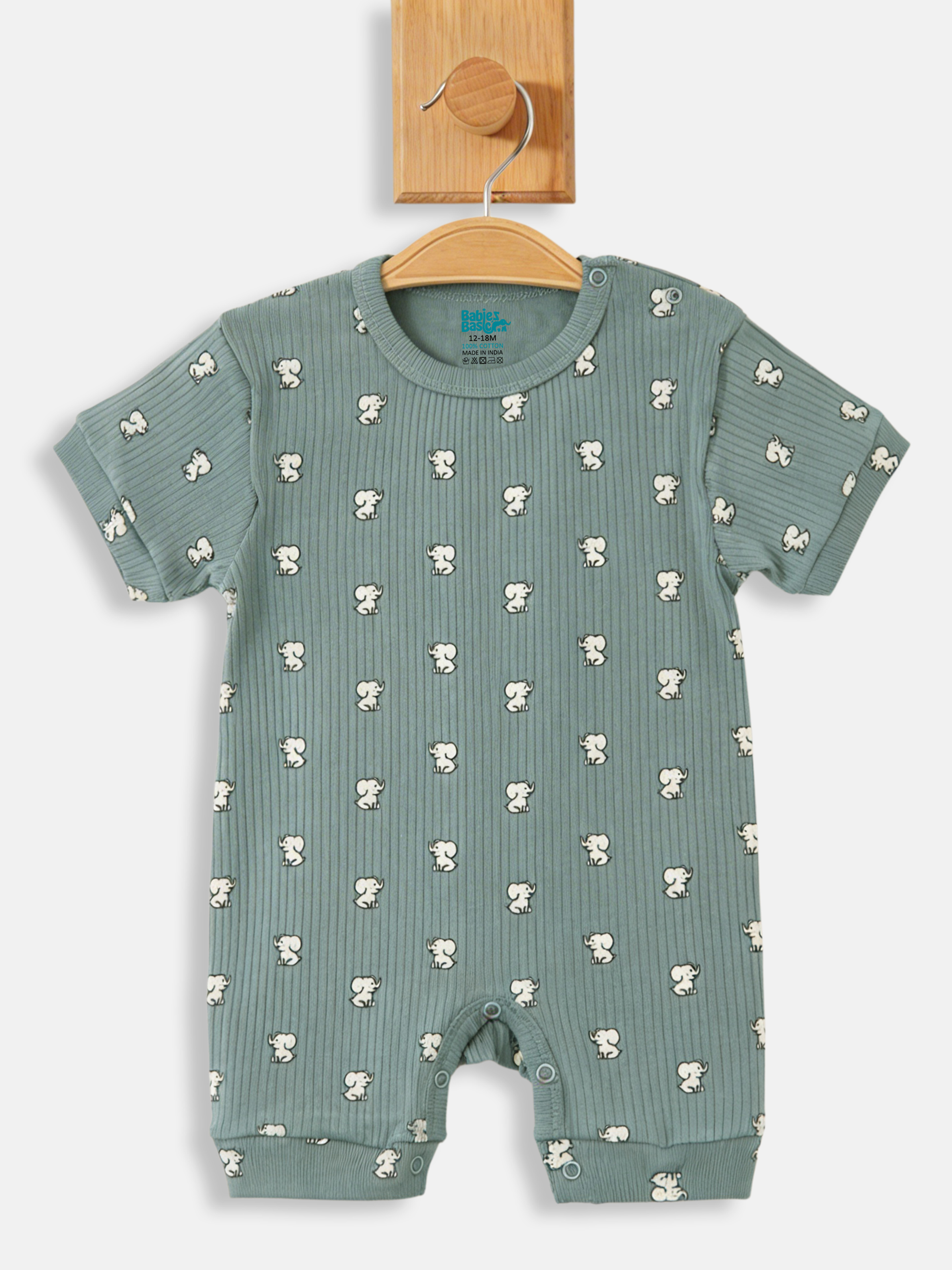 Premium Ribbed Cotton Short Sleeves Printed Romper