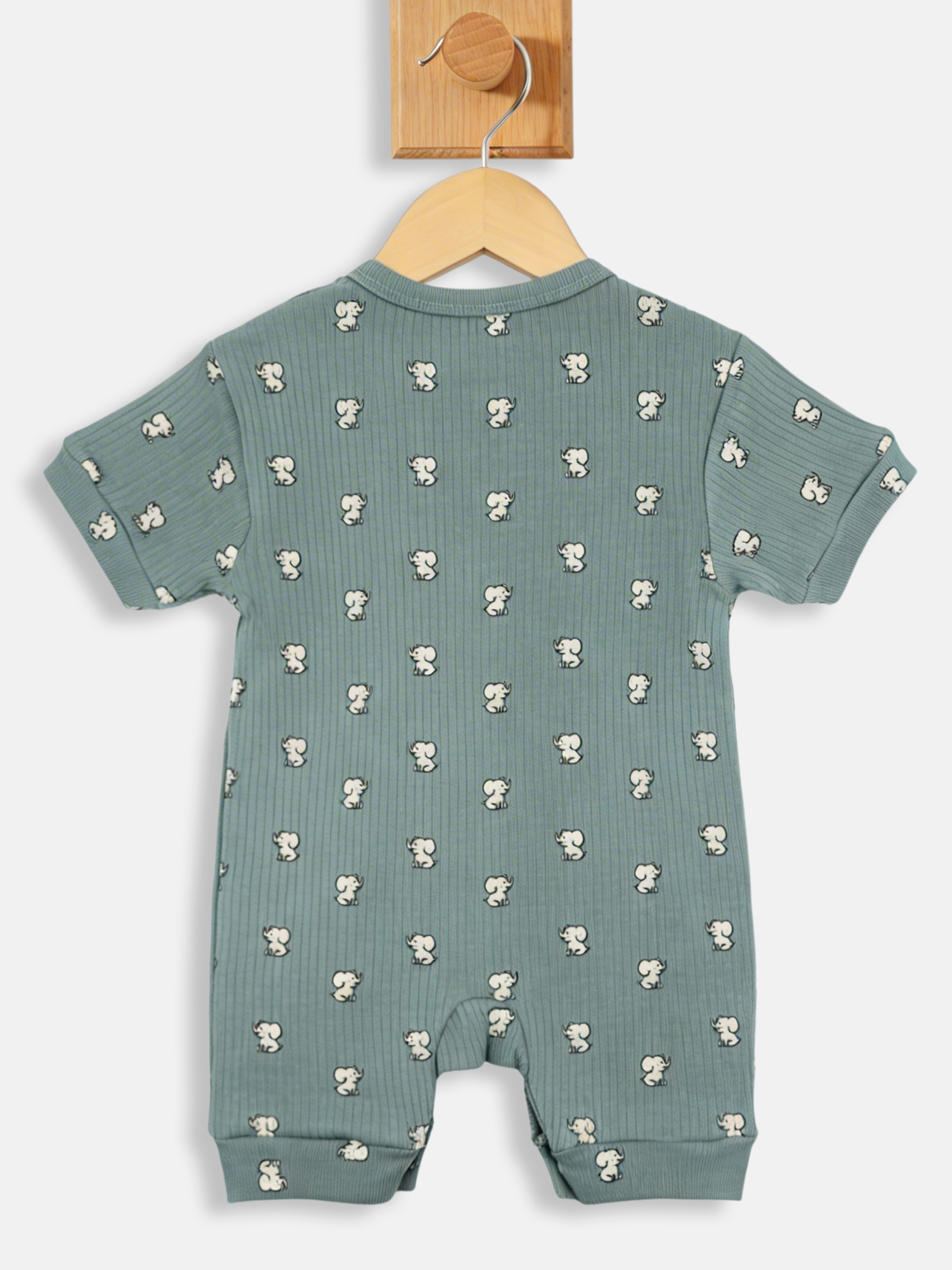 Premium Ribbed Cotton Short Sleeves Printed Romper