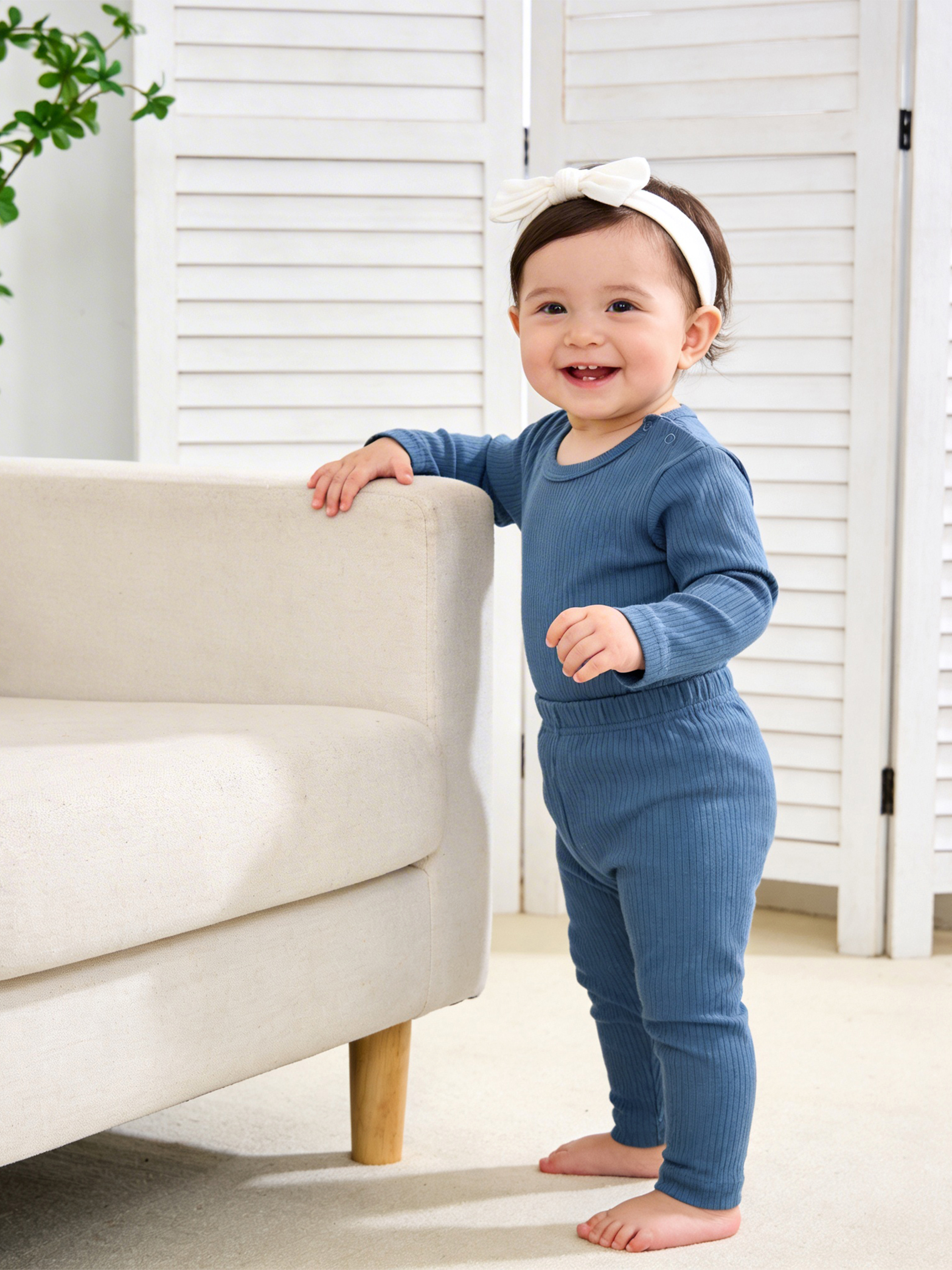 Premium Ribbed Cotton Long Sleeves Top and Bottom Set