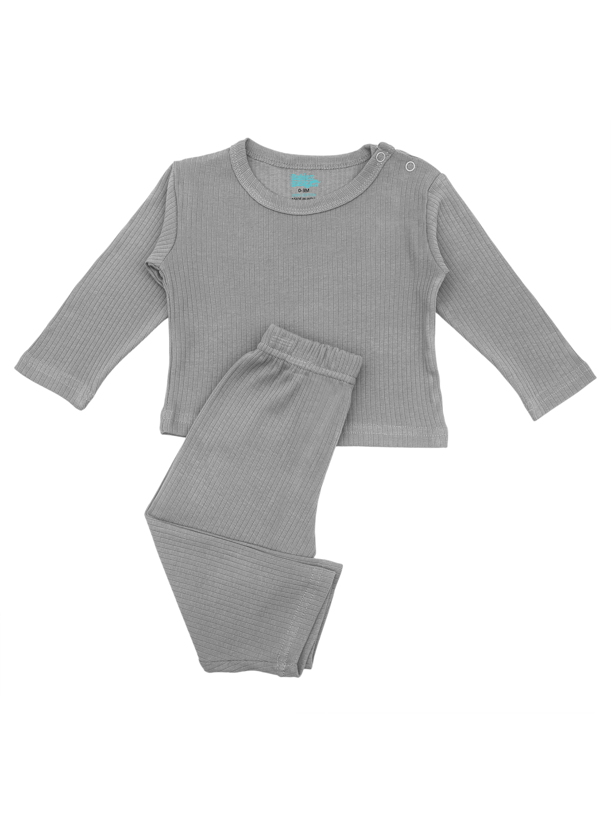 Premium Ribbed Cotton Long Sleeves Top and Bottom Set