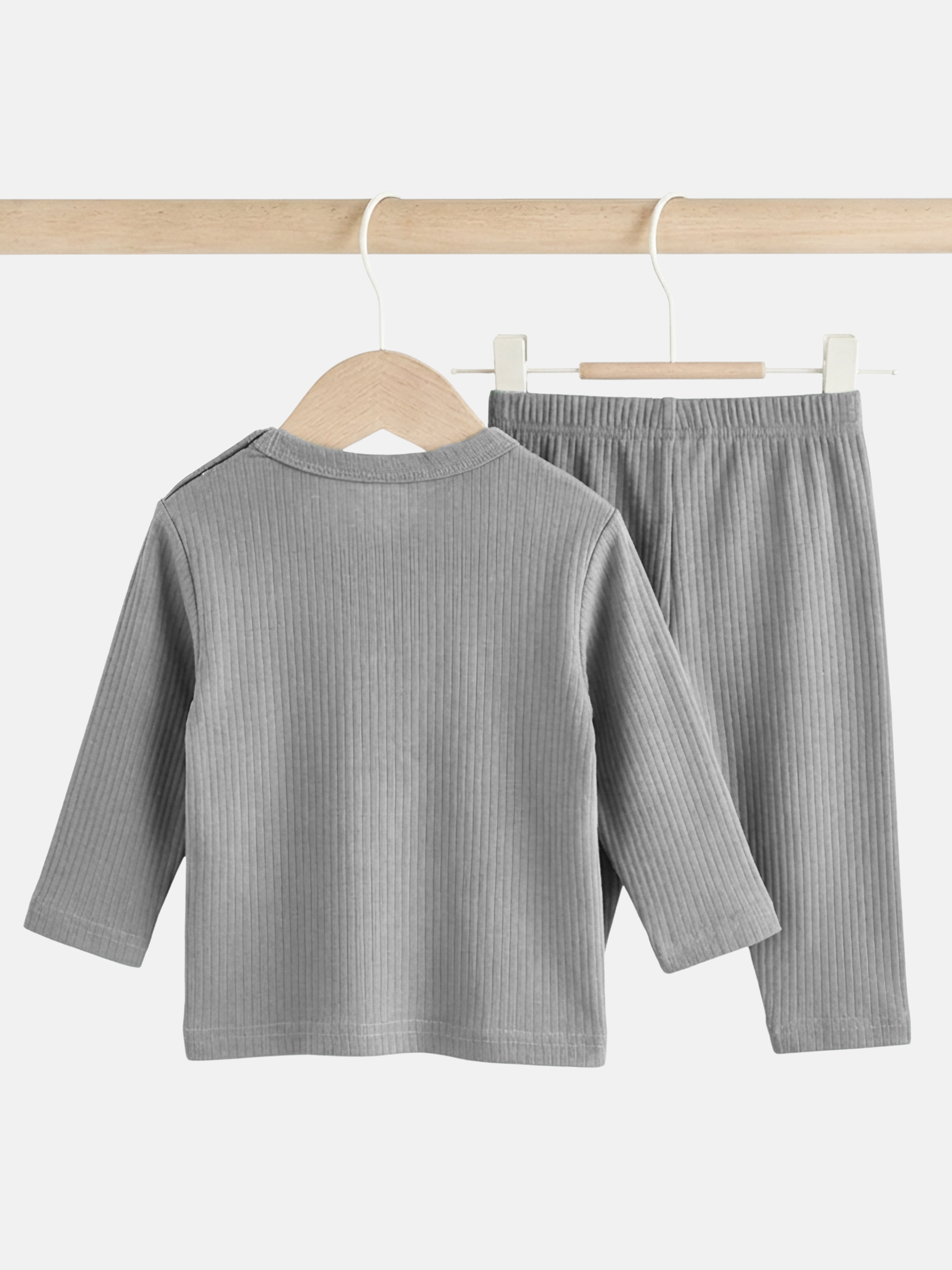 Premium Ribbed Cotton Long Sleeves Top and Bottom Set