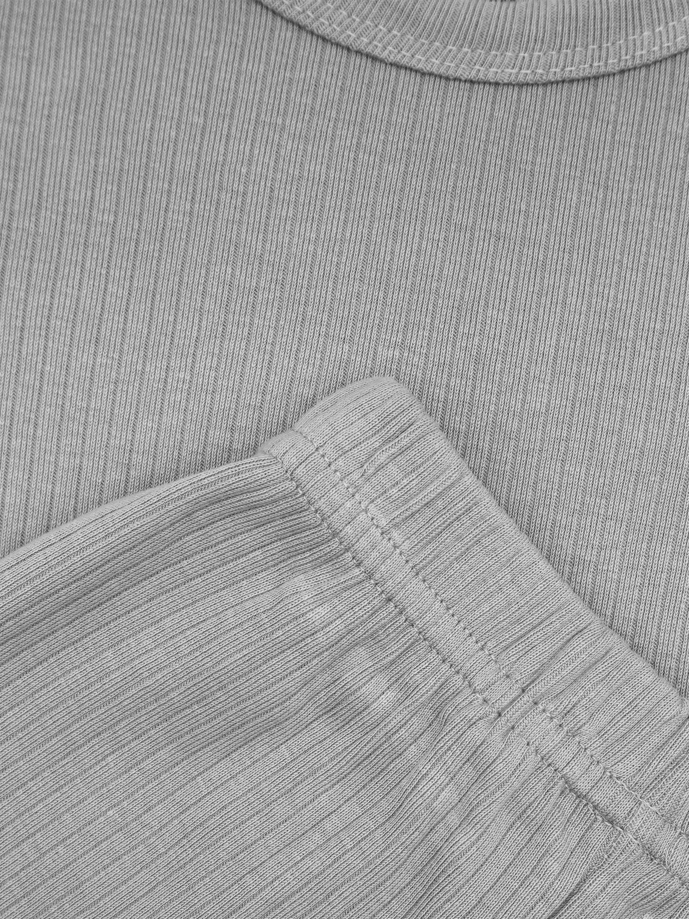 Premium Ribbed Cotton Long Sleeves Top and Bottom Set