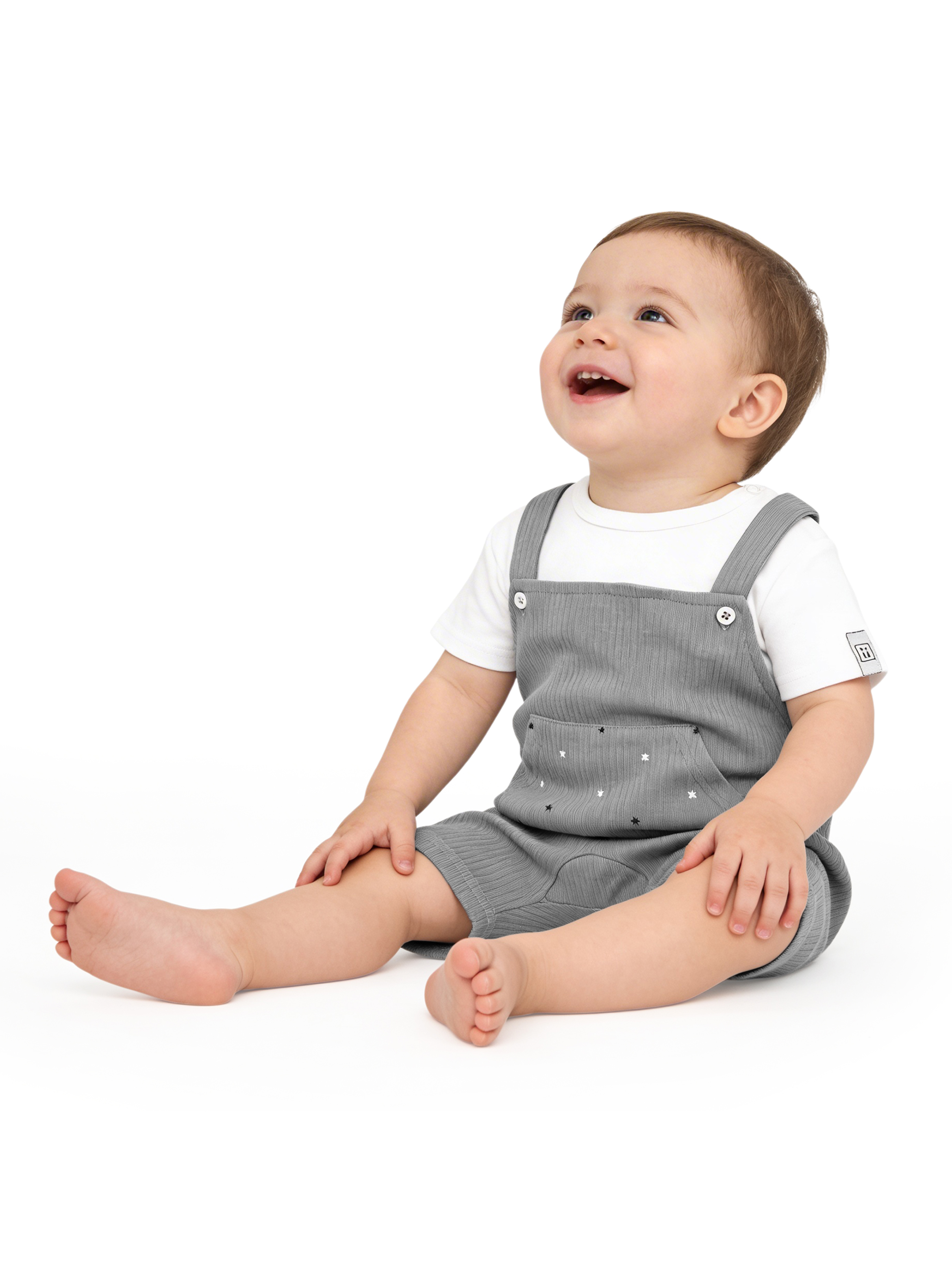 Premium Ribbed Cotton Dungaree with Short Sleeves T-Shirt