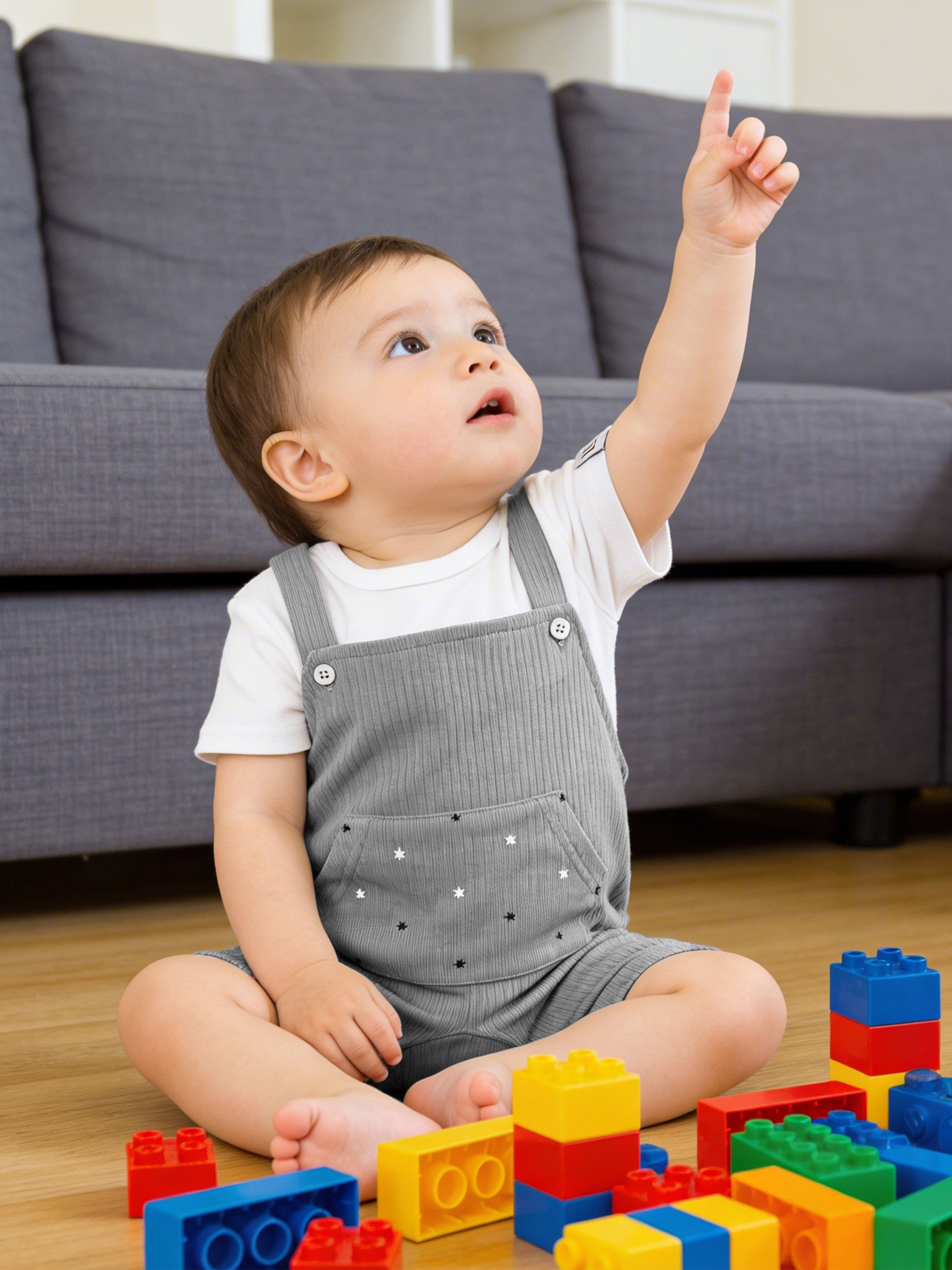 Premium Ribbed Cotton Dungaree with Short Sleeves T-Shirt