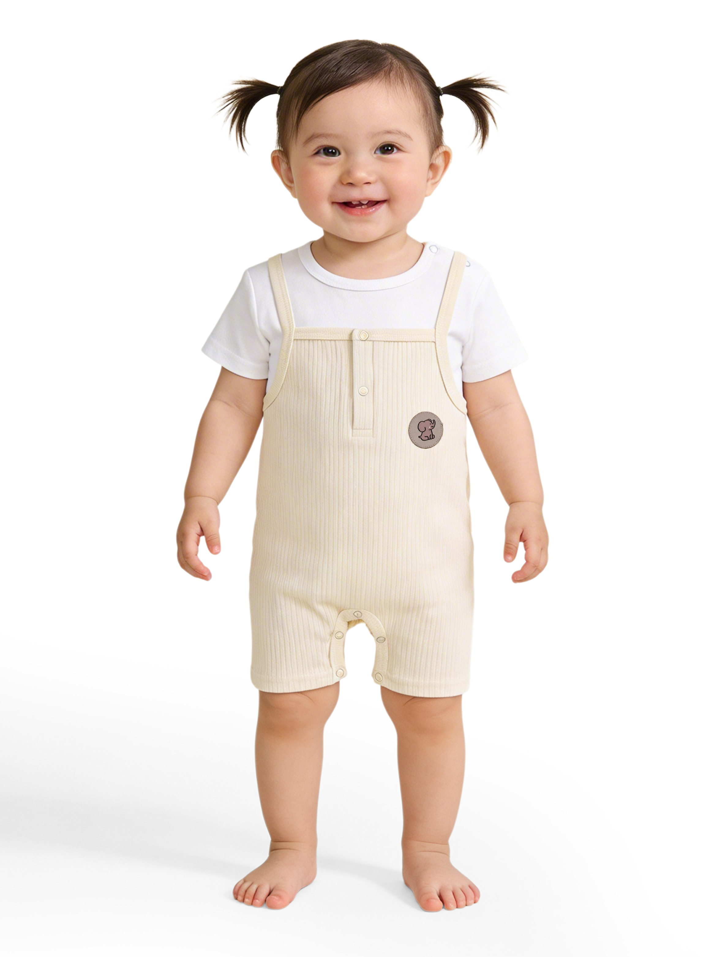 Premium Ribbed Cotton Dungaree with Short Sleeves T-Shirt
