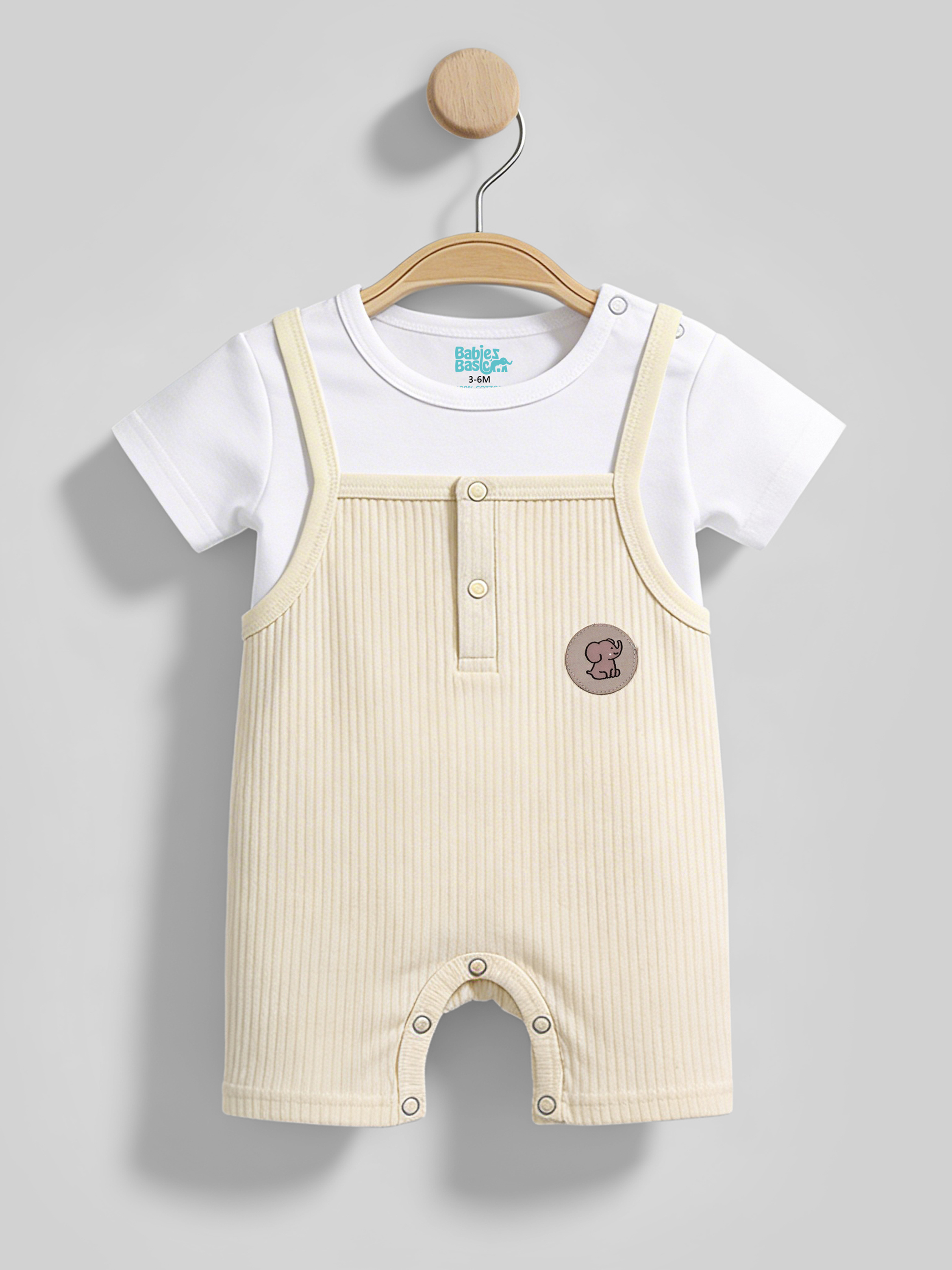 Premium Ribbed Cotton Dungaree with Short Sleeves T-Shirt