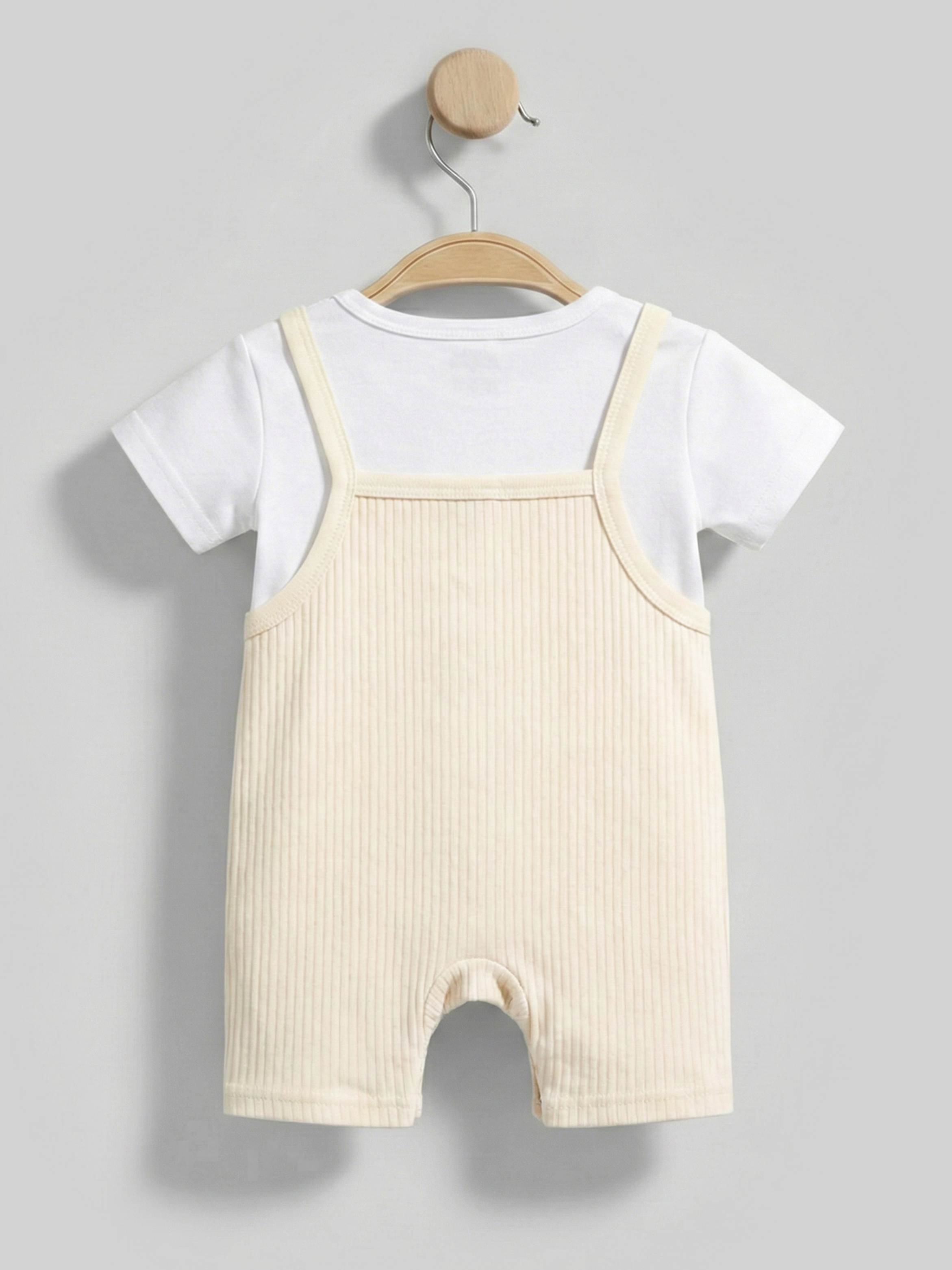 Premium Ribbed Cotton Dungaree with Short Sleeves T-Shirt