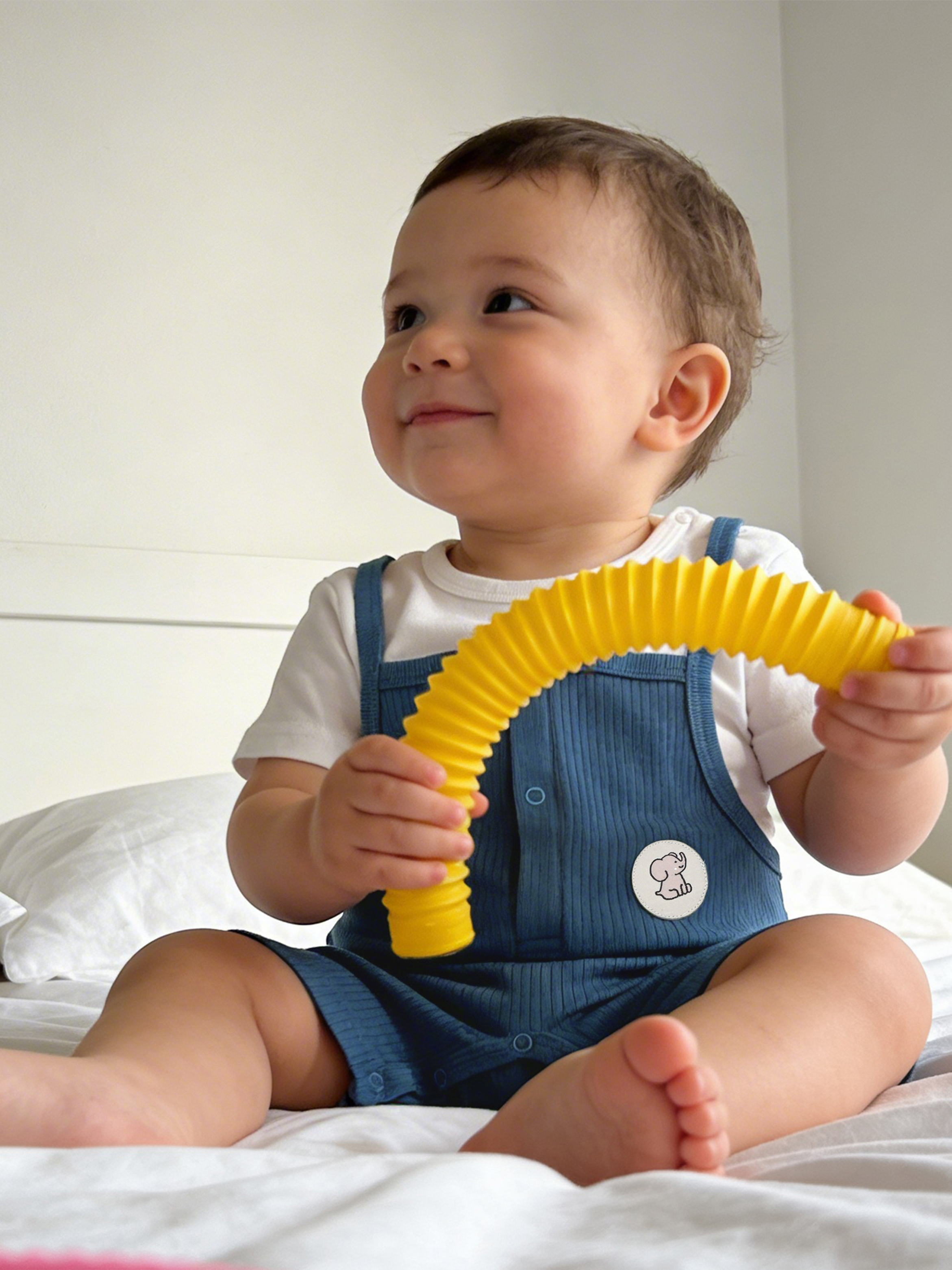 Premium Ribbed Cotton Dungaree with Short Sleeves T-Shirt