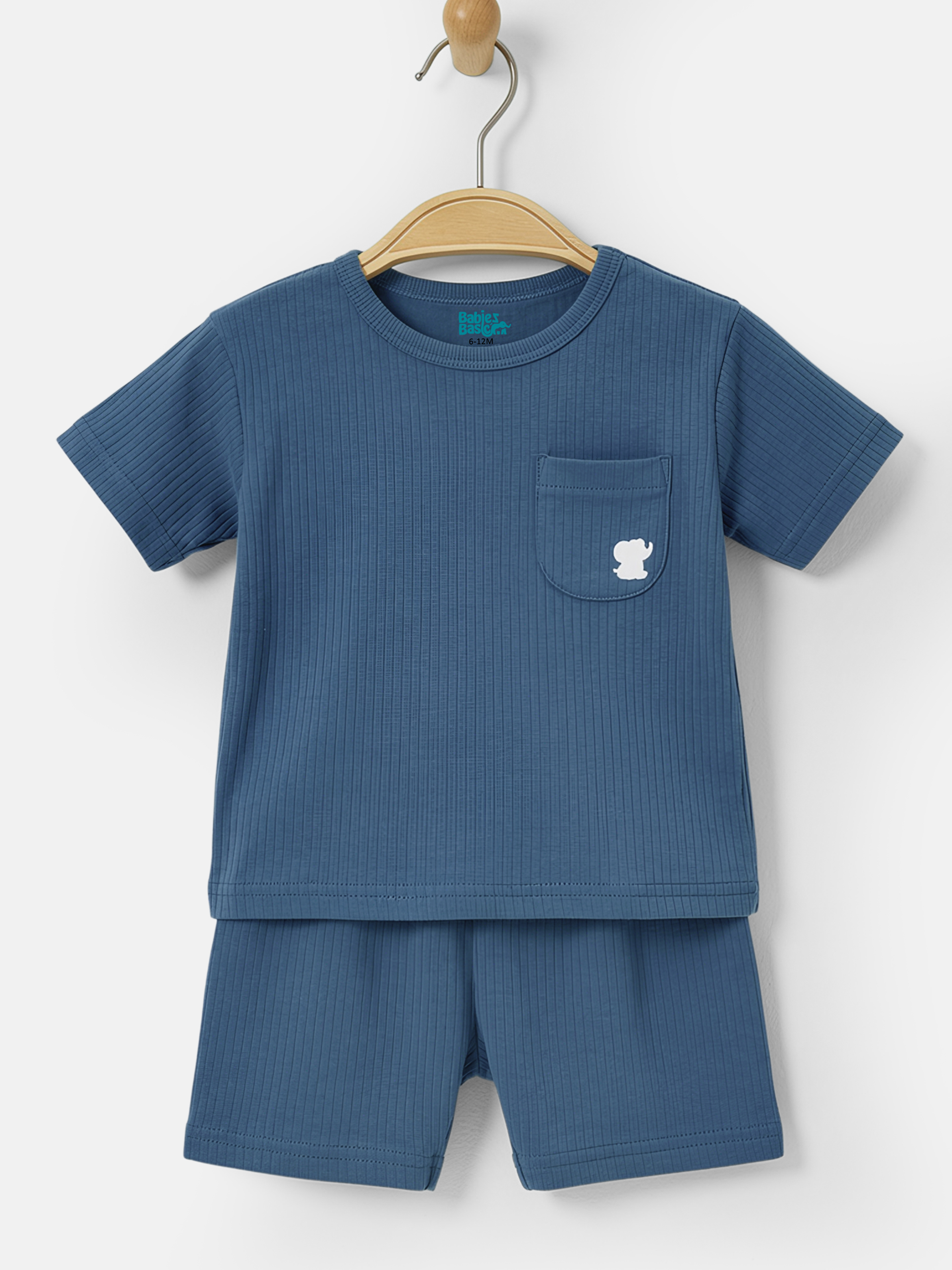 Premium Ribbed Cotton Short Sleeves T-Shirt and Plain Shorts Set