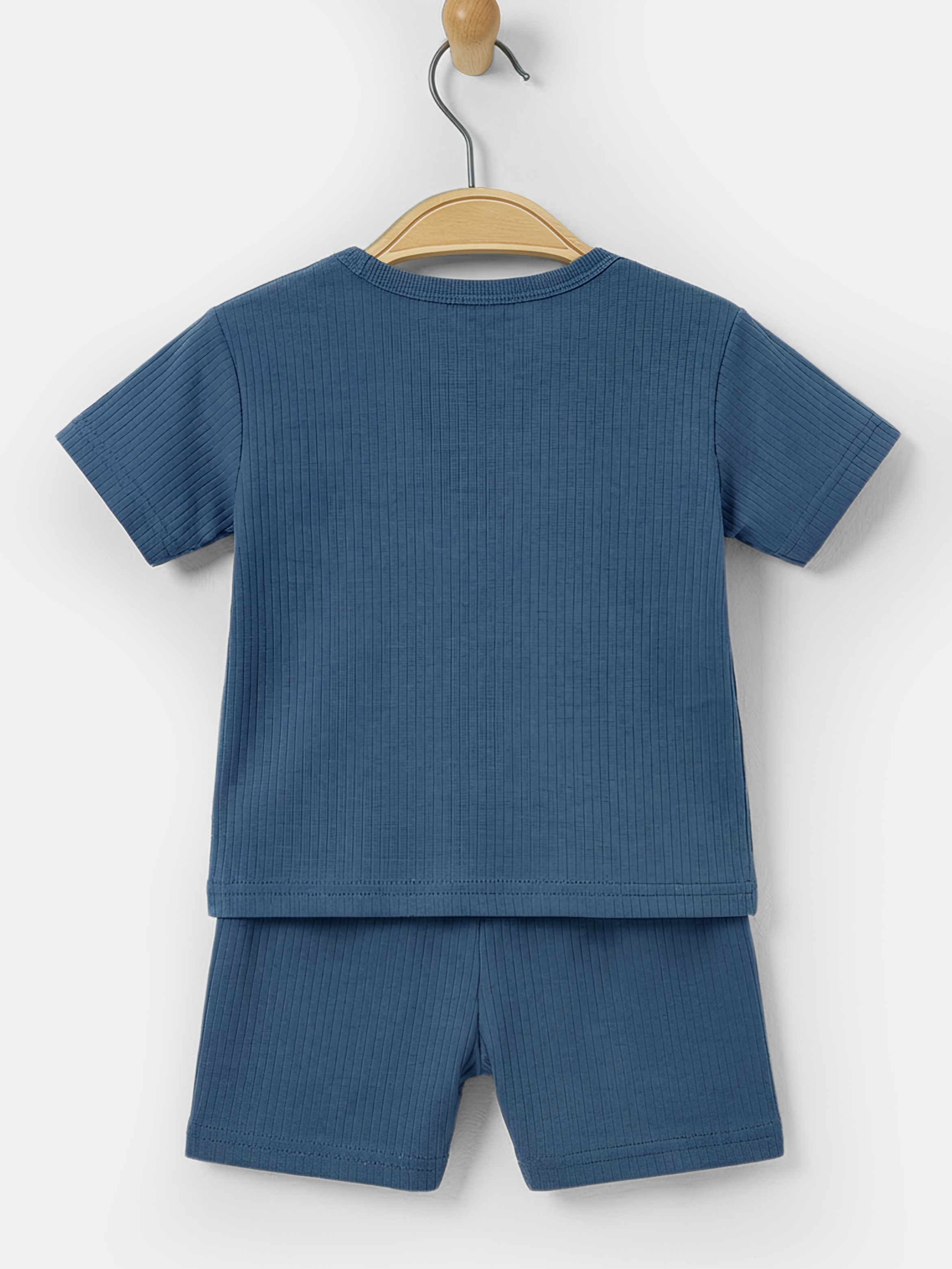 Premium Ribbed Cotton Short Sleeves T-Shirt and Plain Shorts Set
