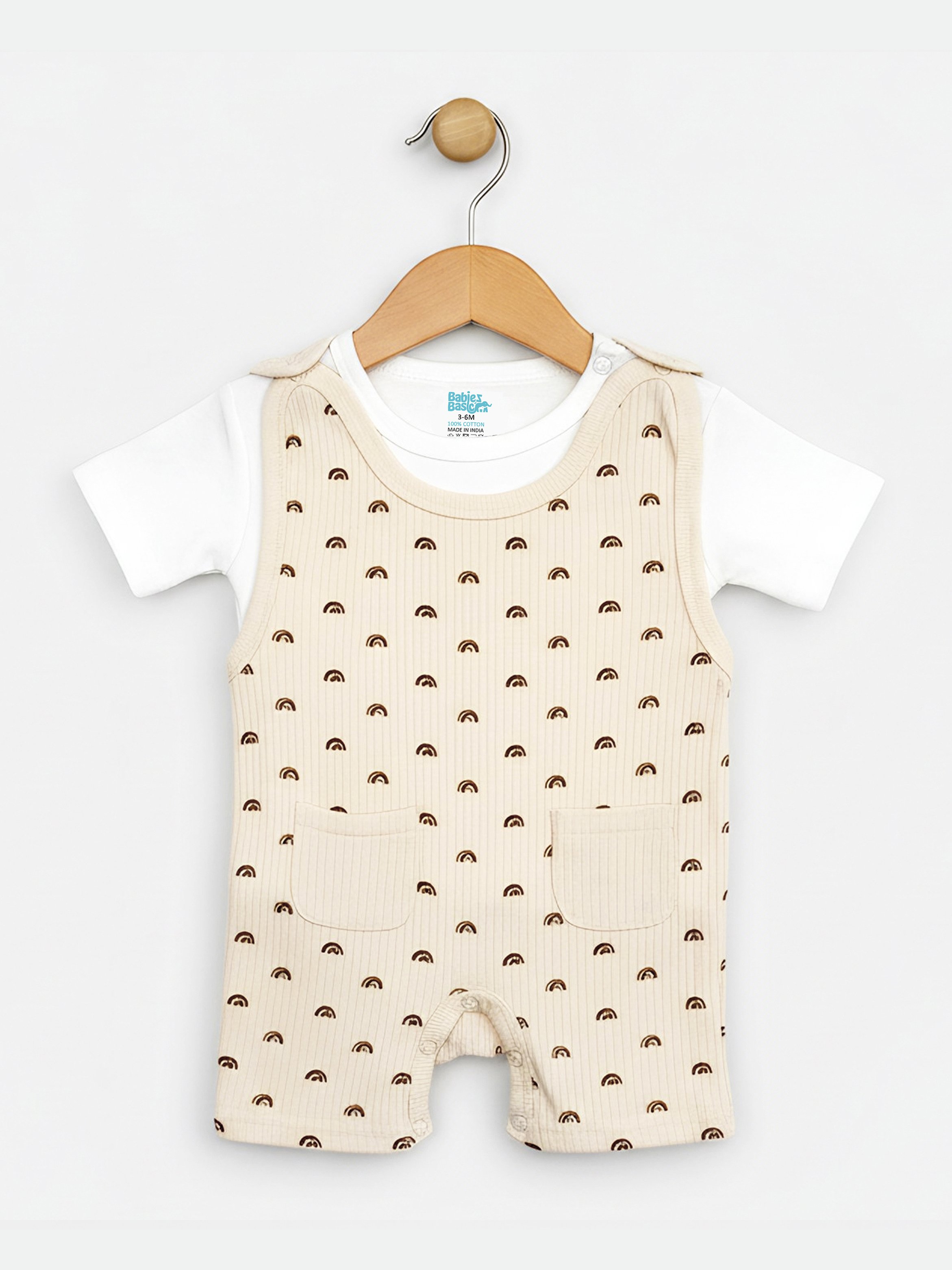 Premium Ribbed Cotton Dungaree with Short Sleeves T-Shirt