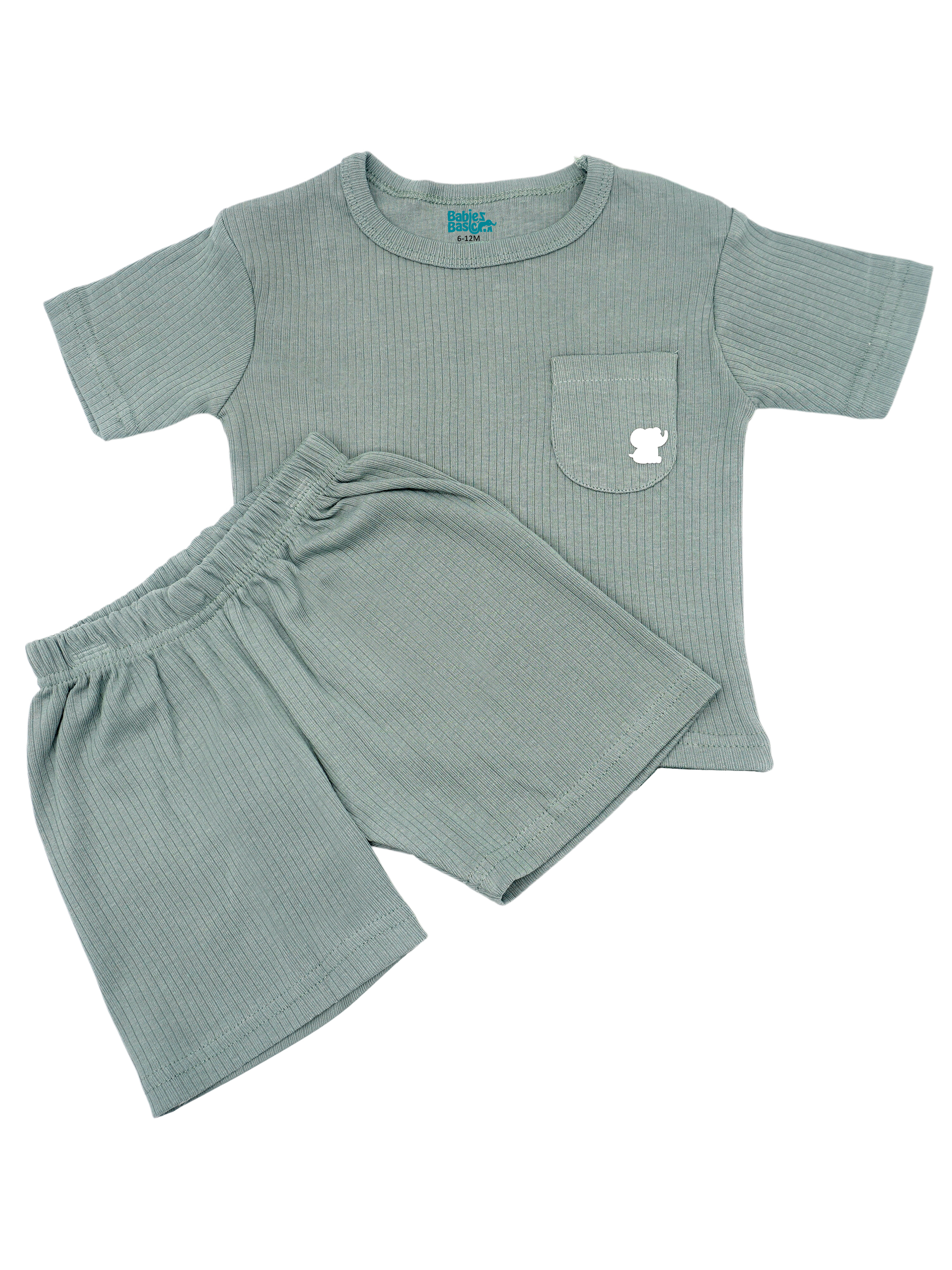 Premium Ribbed Cotton Short Sleeves T-Shirt and Plain Shorts Set