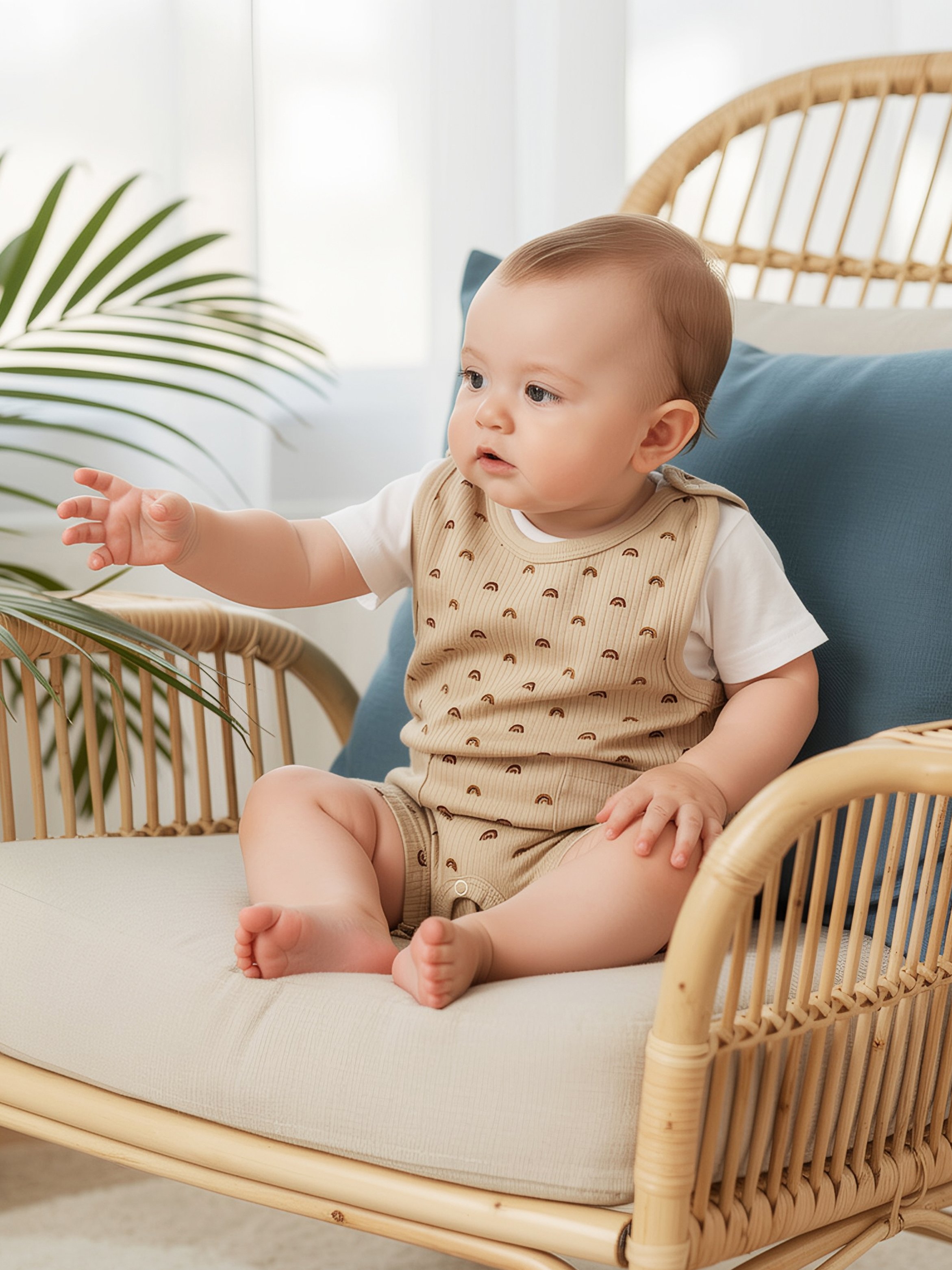 Premium Ribbed Cotton Dungaree with Short Sleeves T-Shirt