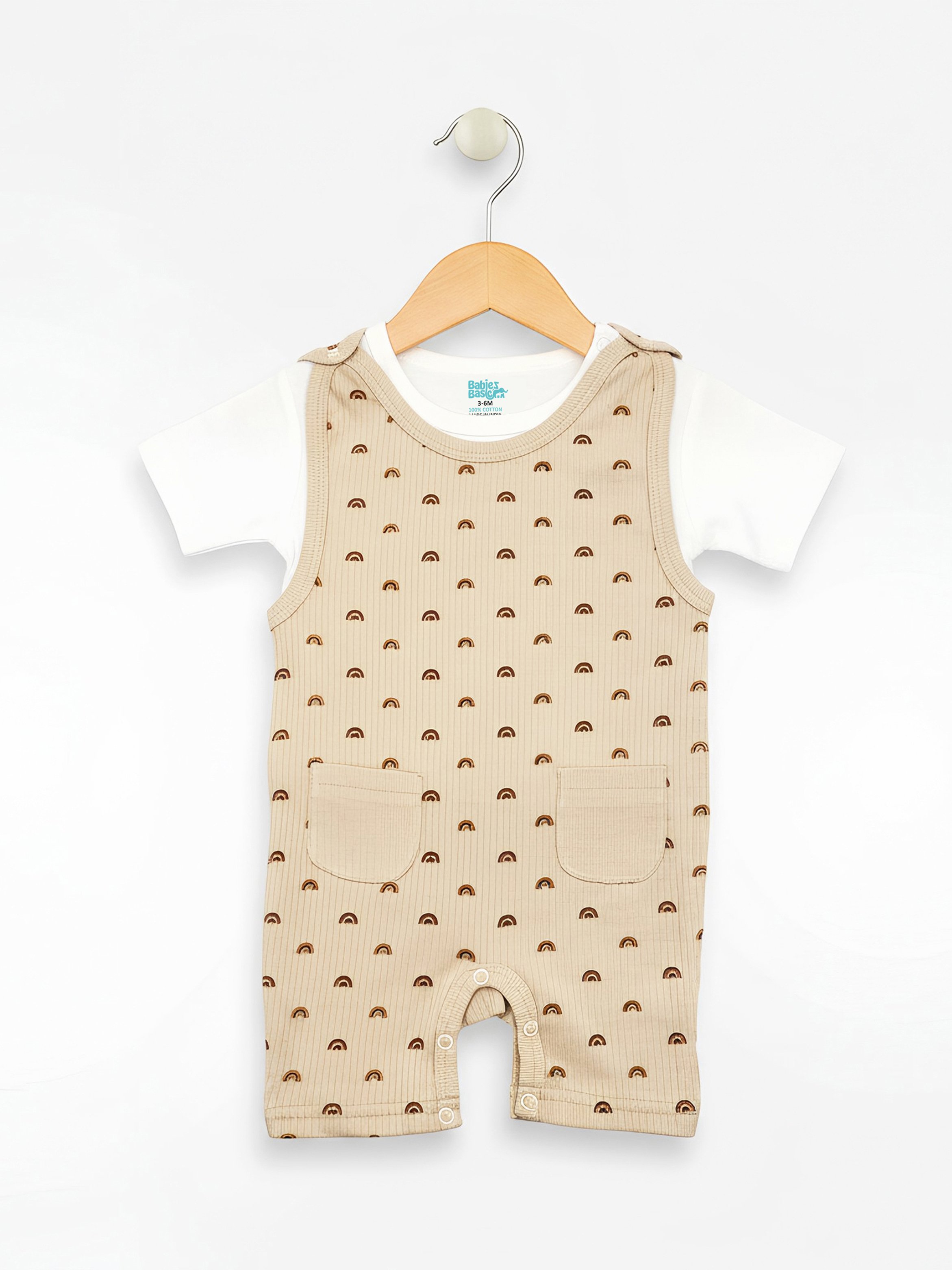 Premium Ribbed Cotton Dungaree with Short Sleeves T-Shirt