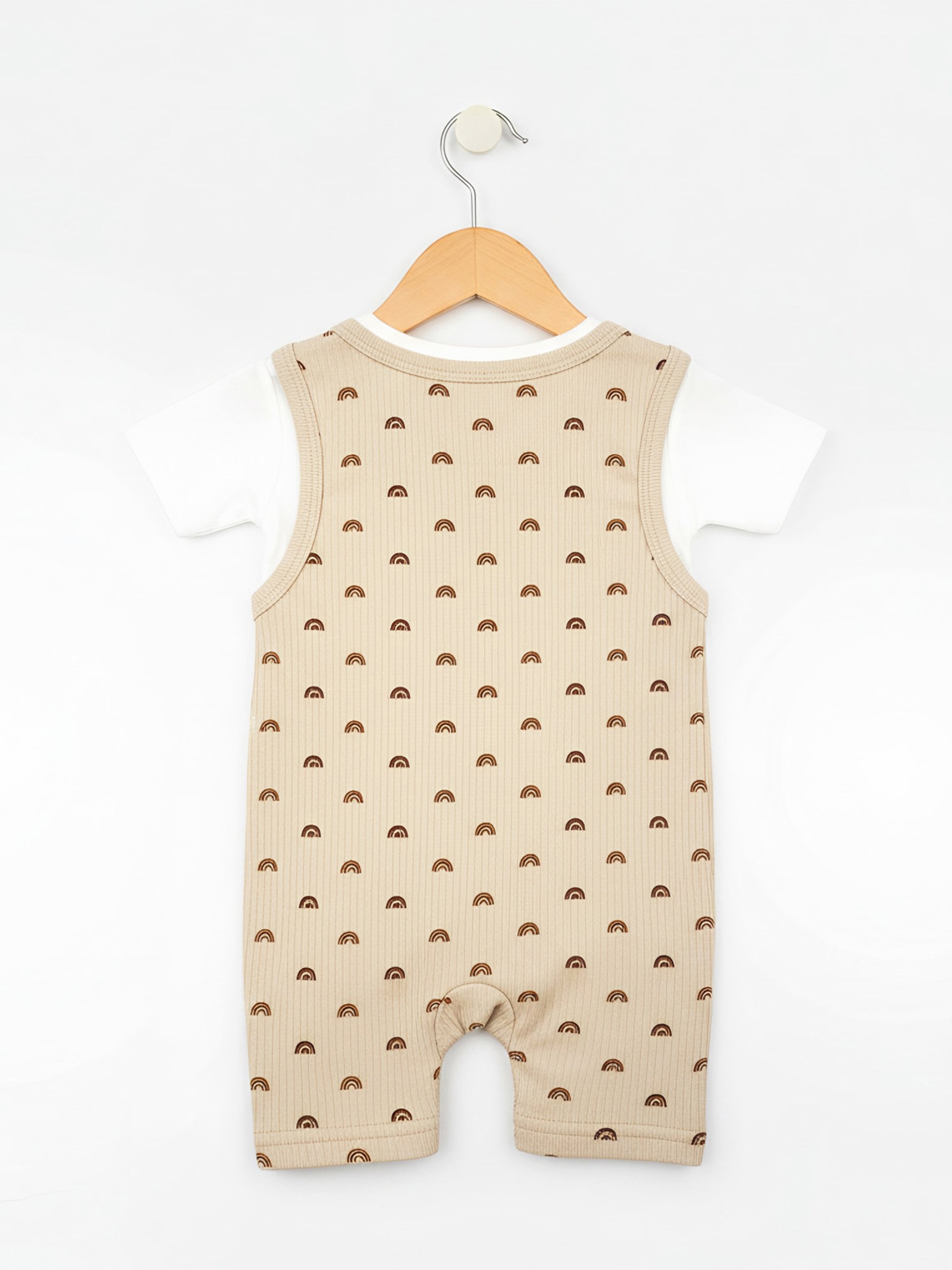Premium Ribbed Cotton Dungaree with Short Sleeves T-Shirt