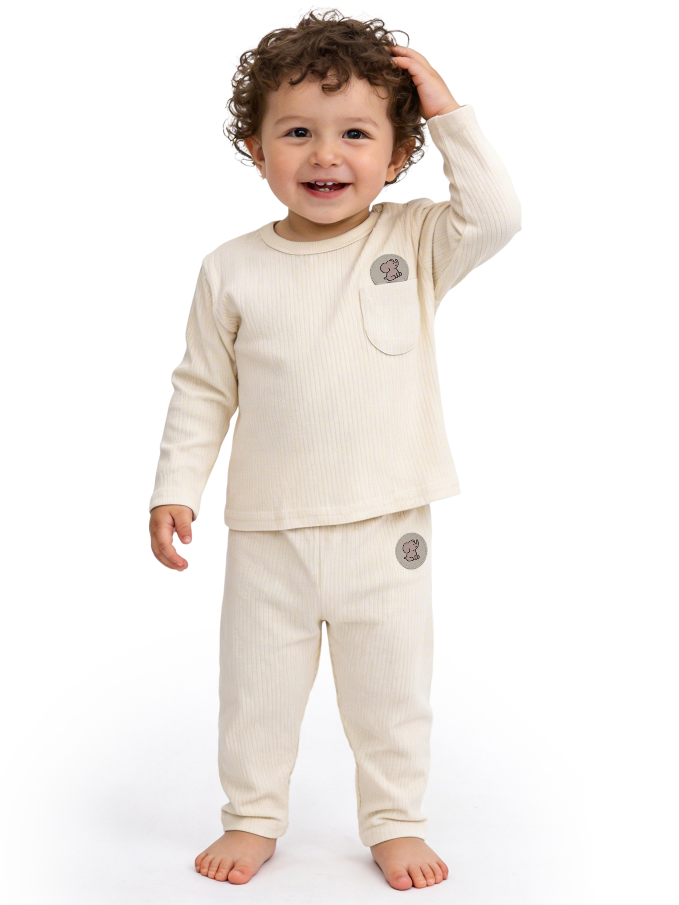 Premium Ribbed Cotton Long Sleeves Top and Bottom Set