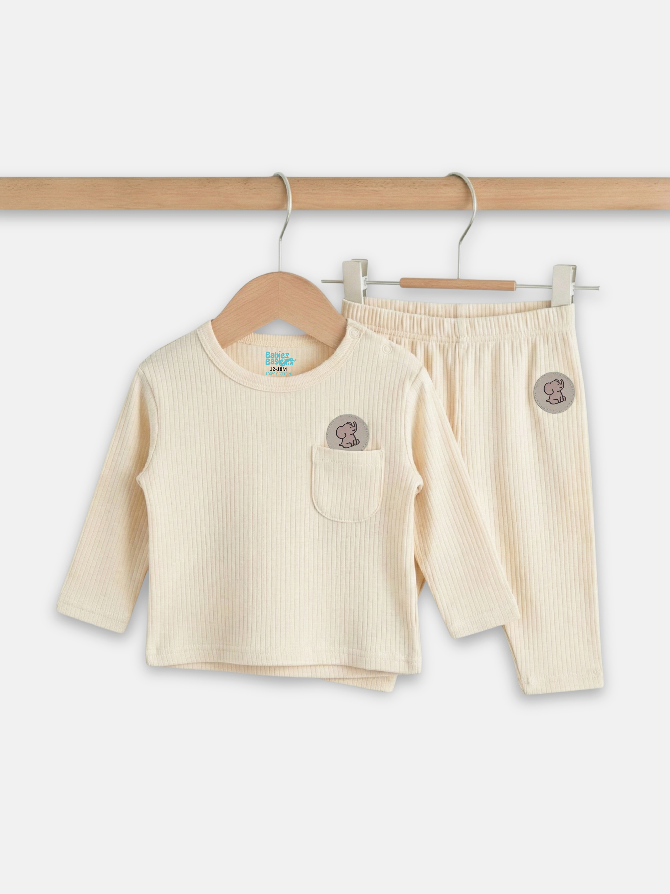 Premium Ribbed Cotton Long Sleeves Top and Bottom Set