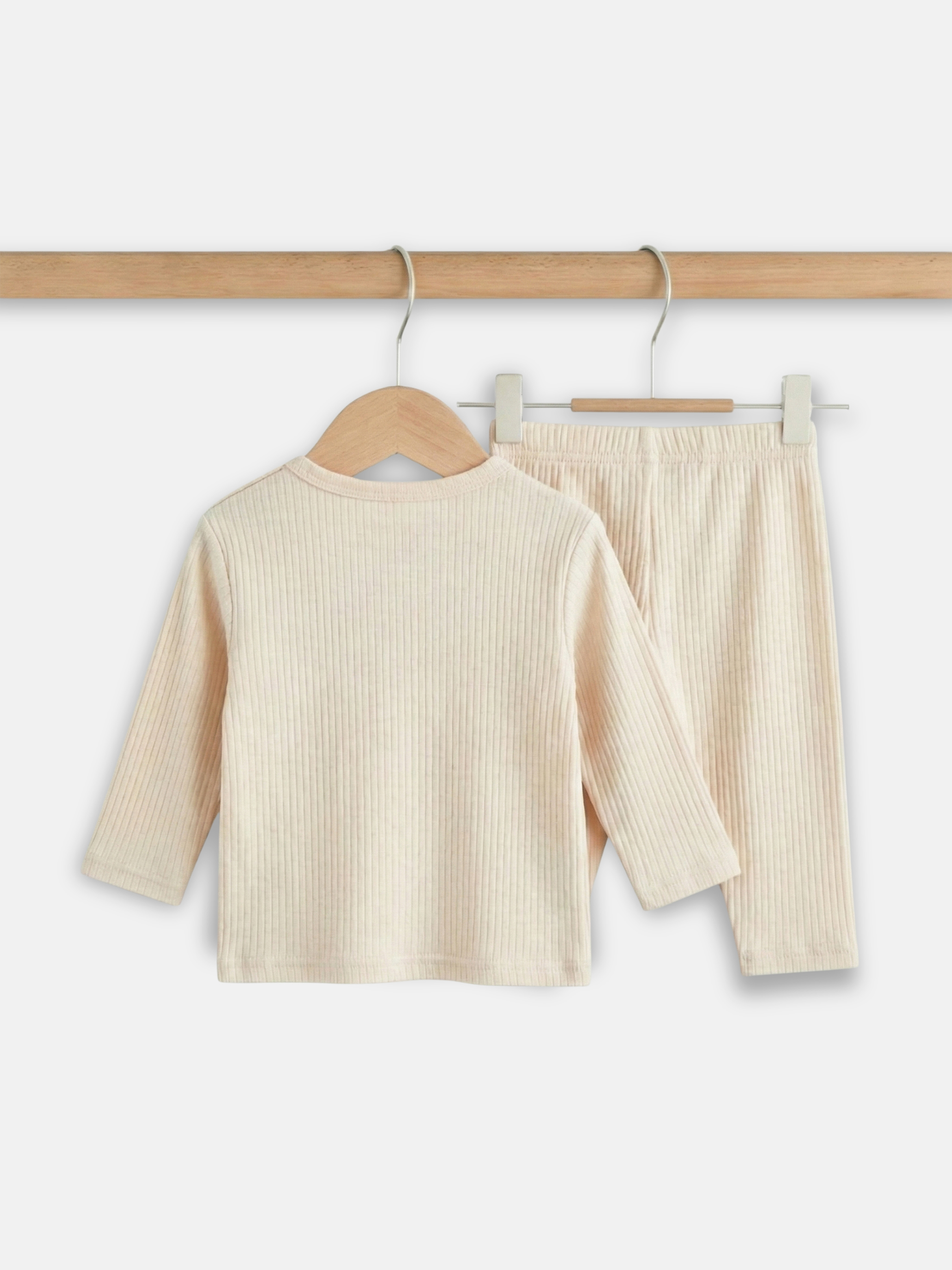 Premium Ribbed Cotton Long Sleeves Top and Bottom Set
