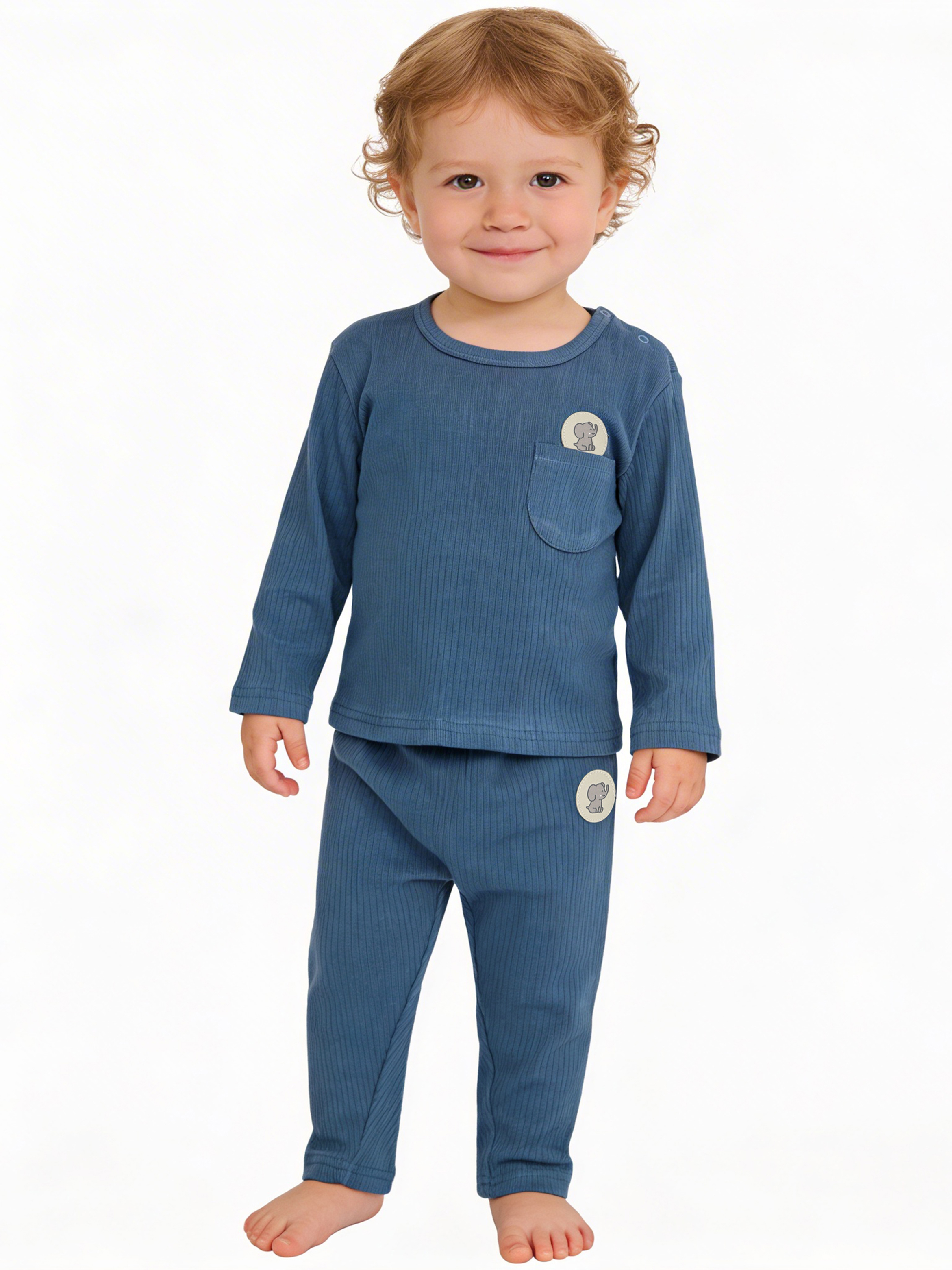 Premium Ribbed Cotton Long Sleeves Top and Bottom Set