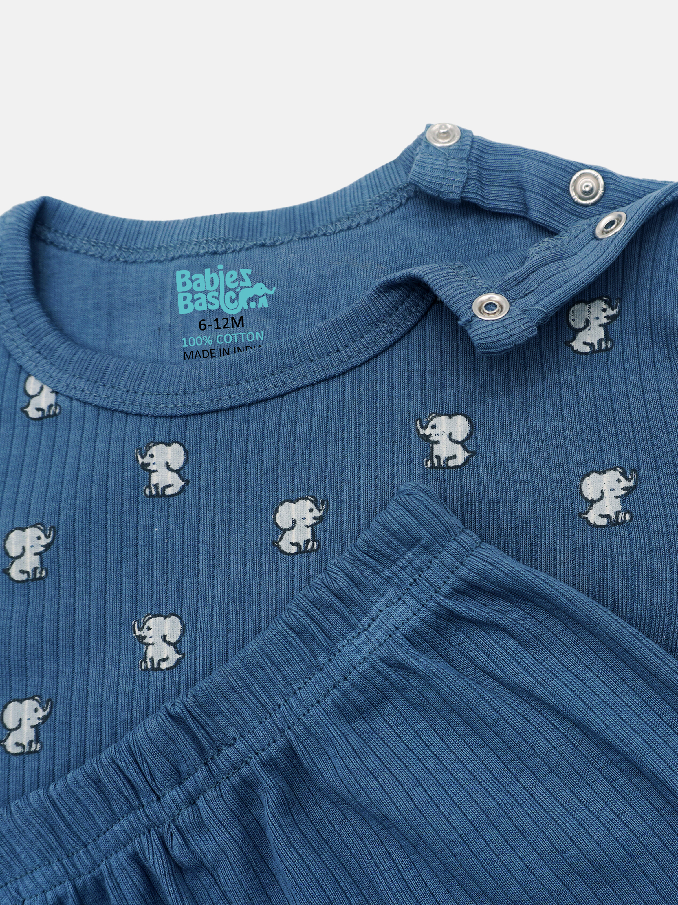 Premium Ribbed Cotton Printed Short Sleeves T-Shirt and Pyjama Set