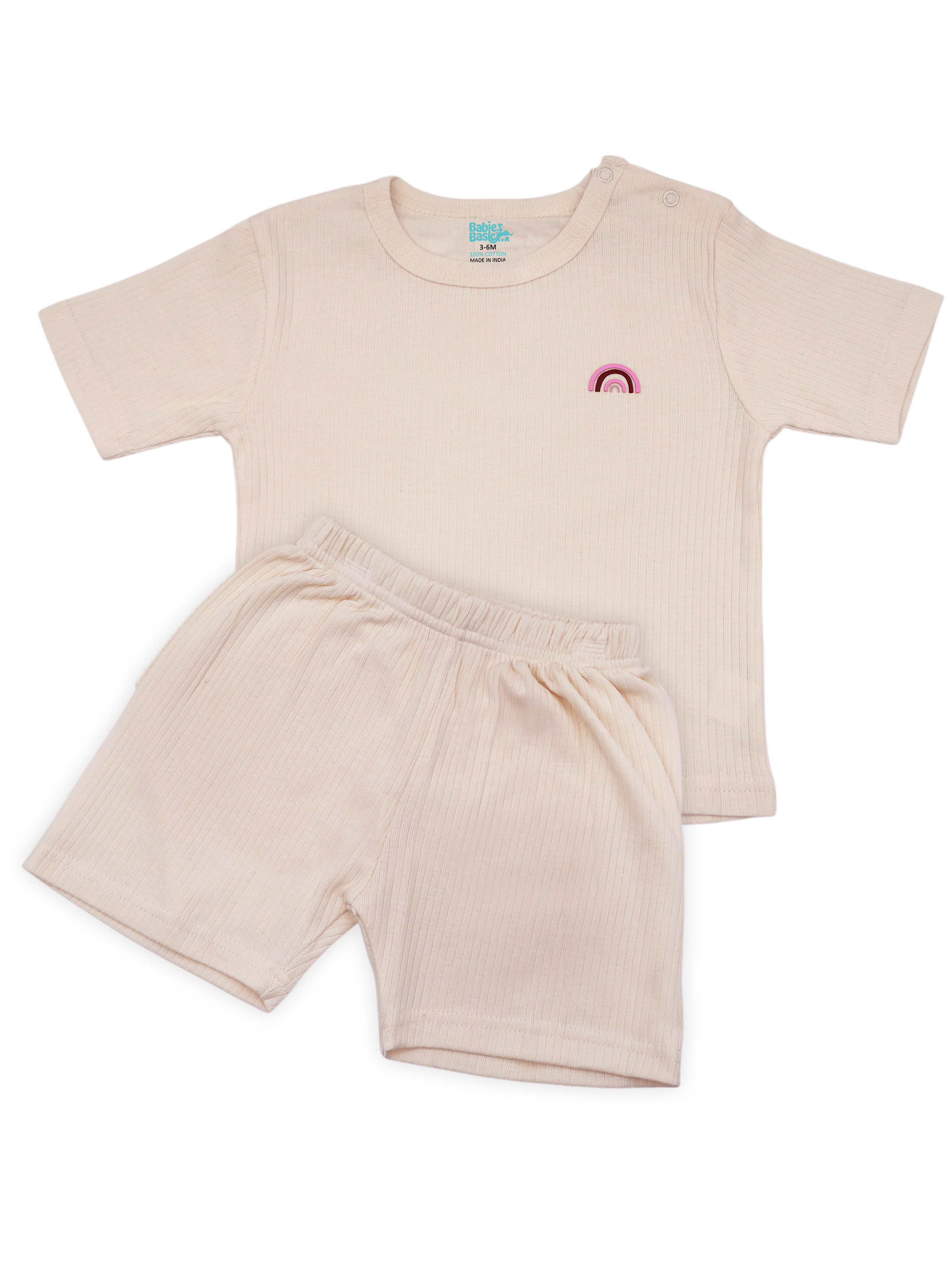 Premium Ribbed Cotton Short Sleeves T-Shirt and Shorts Set