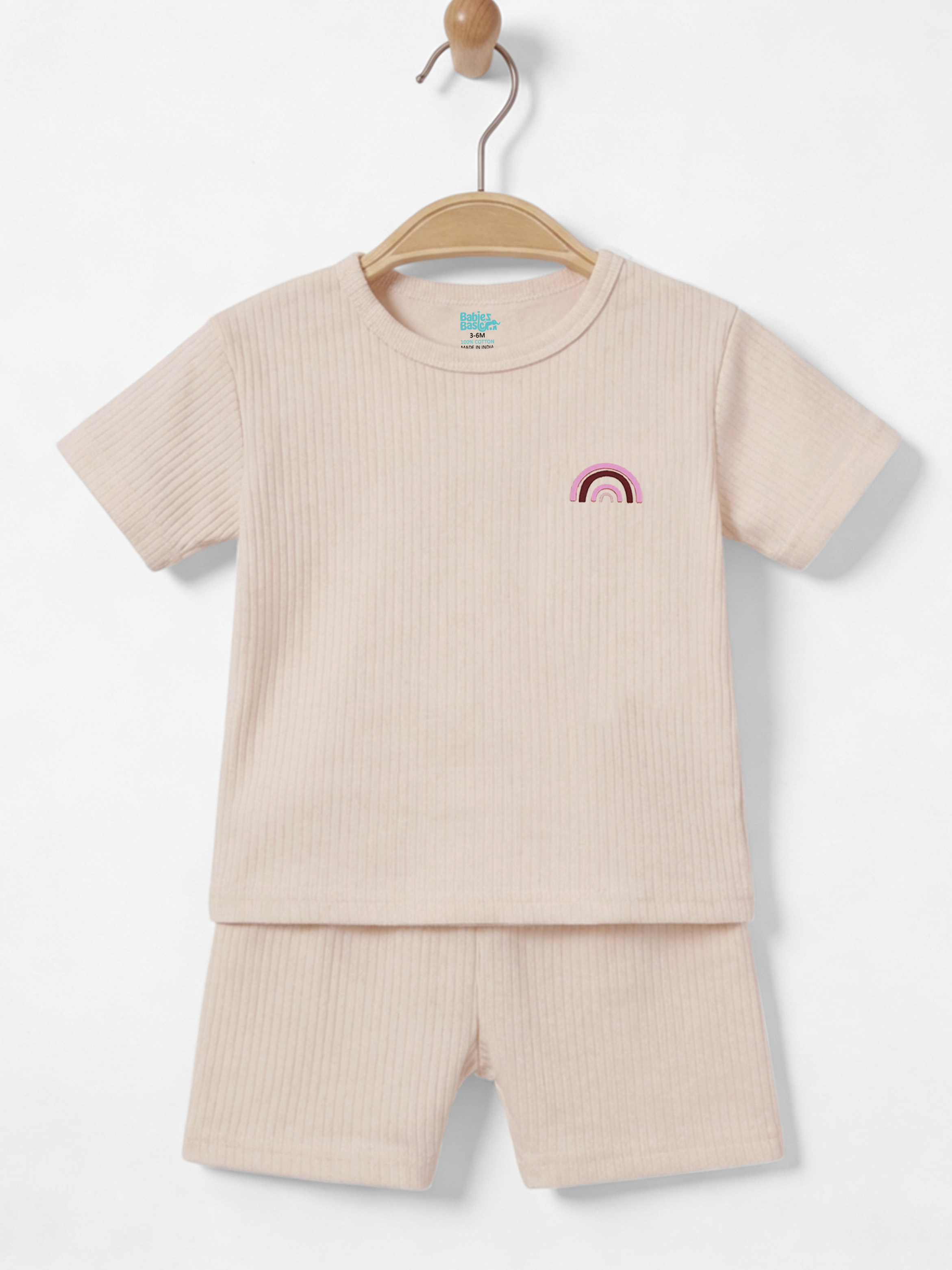 Premium Ribbed Cotton Short Sleeves T-Shirt and Shorts Set