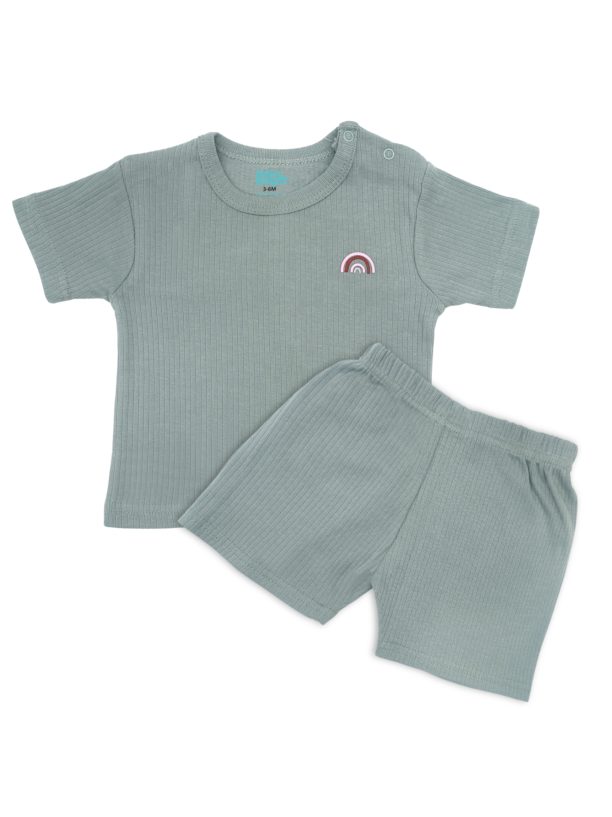 Premium Ribbed Cotton Short Sleeves T-Shirt and Shorts Set