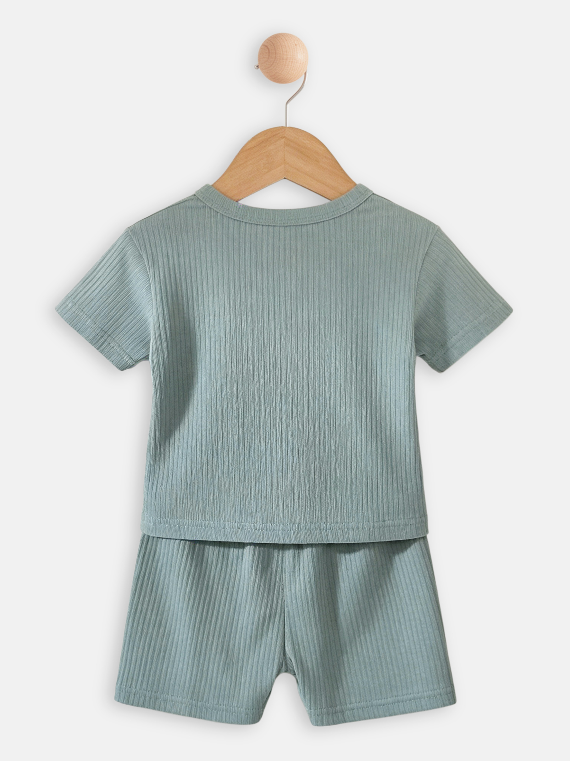 Premium Ribbed Cotton Short Sleeves T-Shirt and Shorts Set