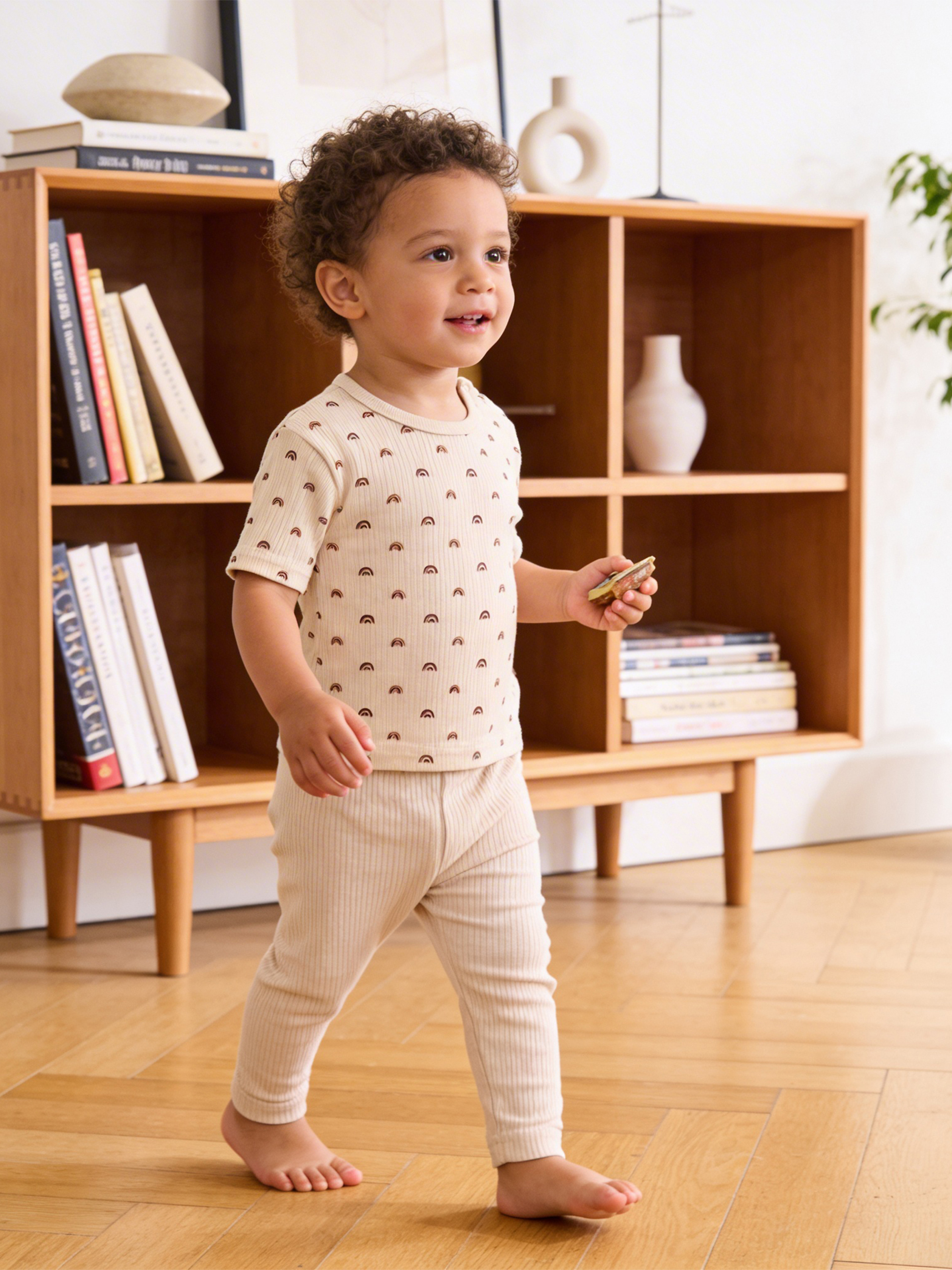 Premium Ribbed Cotton Short Sleeves T-Shirt and Plain Pyjama Set