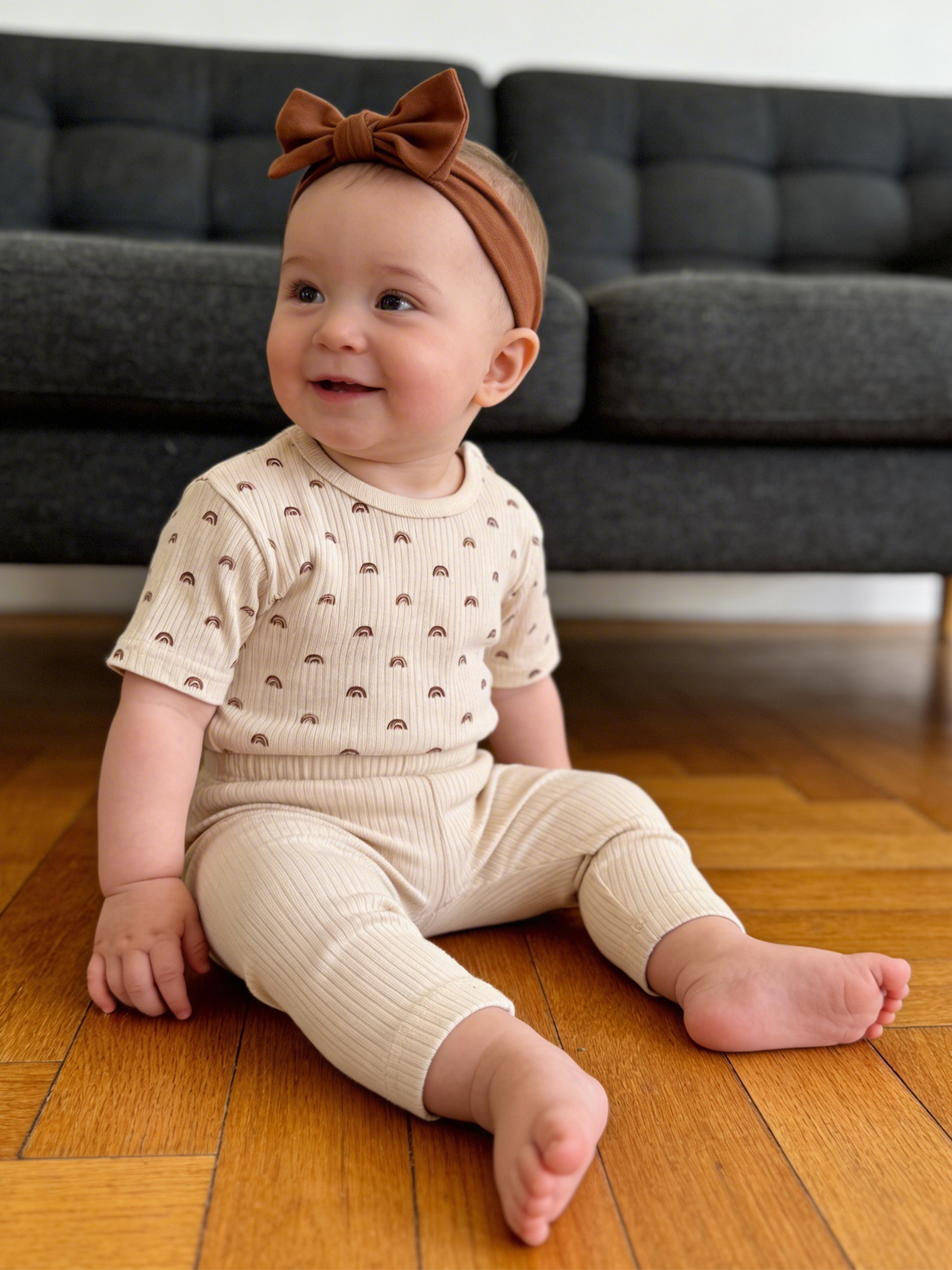 Premium Ribbed Cotton Short Sleeves T-Shirt and Plain Pyjama Set