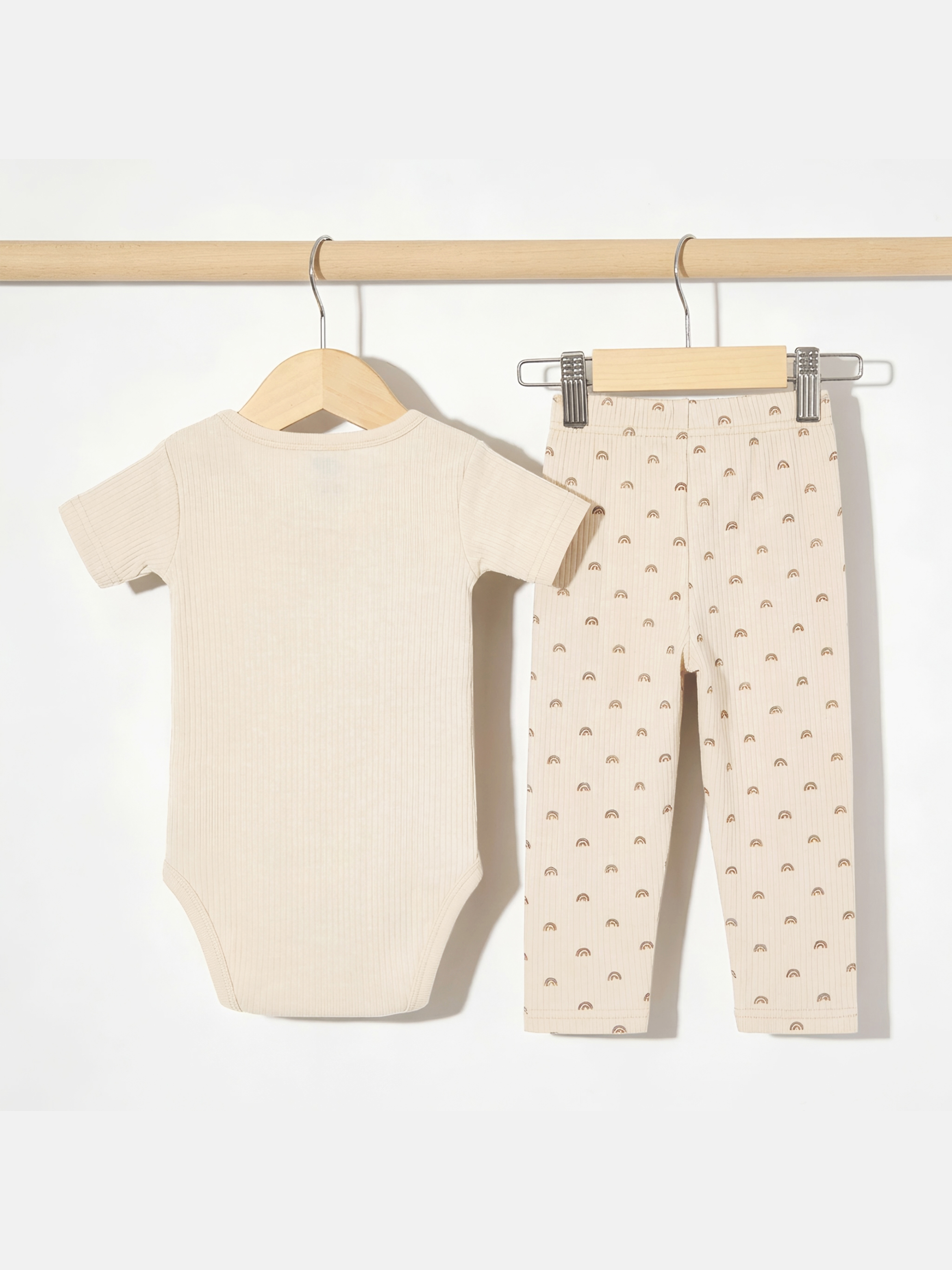 Premium Ribbed Cotton Printed Short Sleeves Romper and Pyjama Set