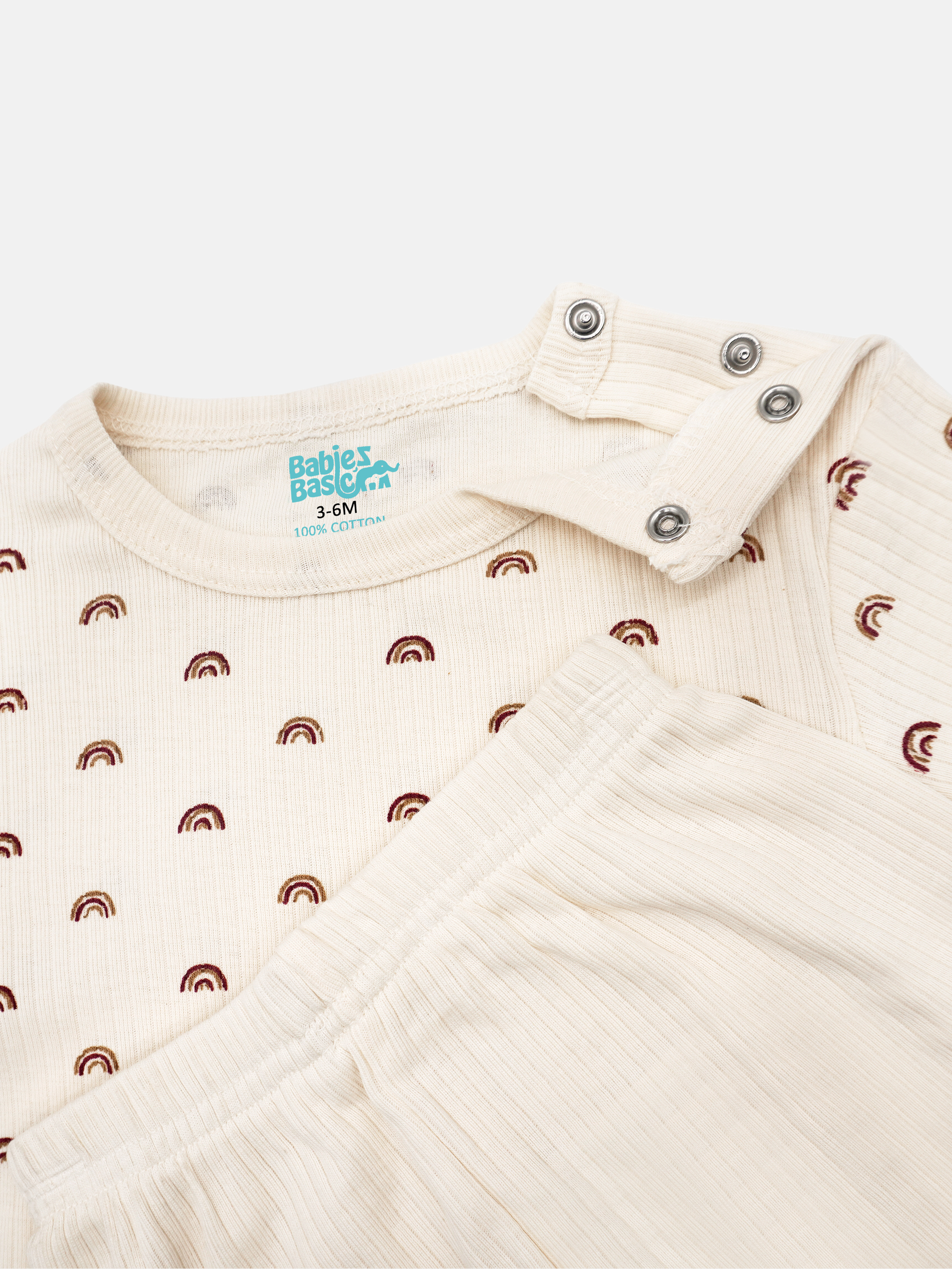Premium Ribbed Cotton Printed Short Sleeves T-Shirt and Pyjama Set